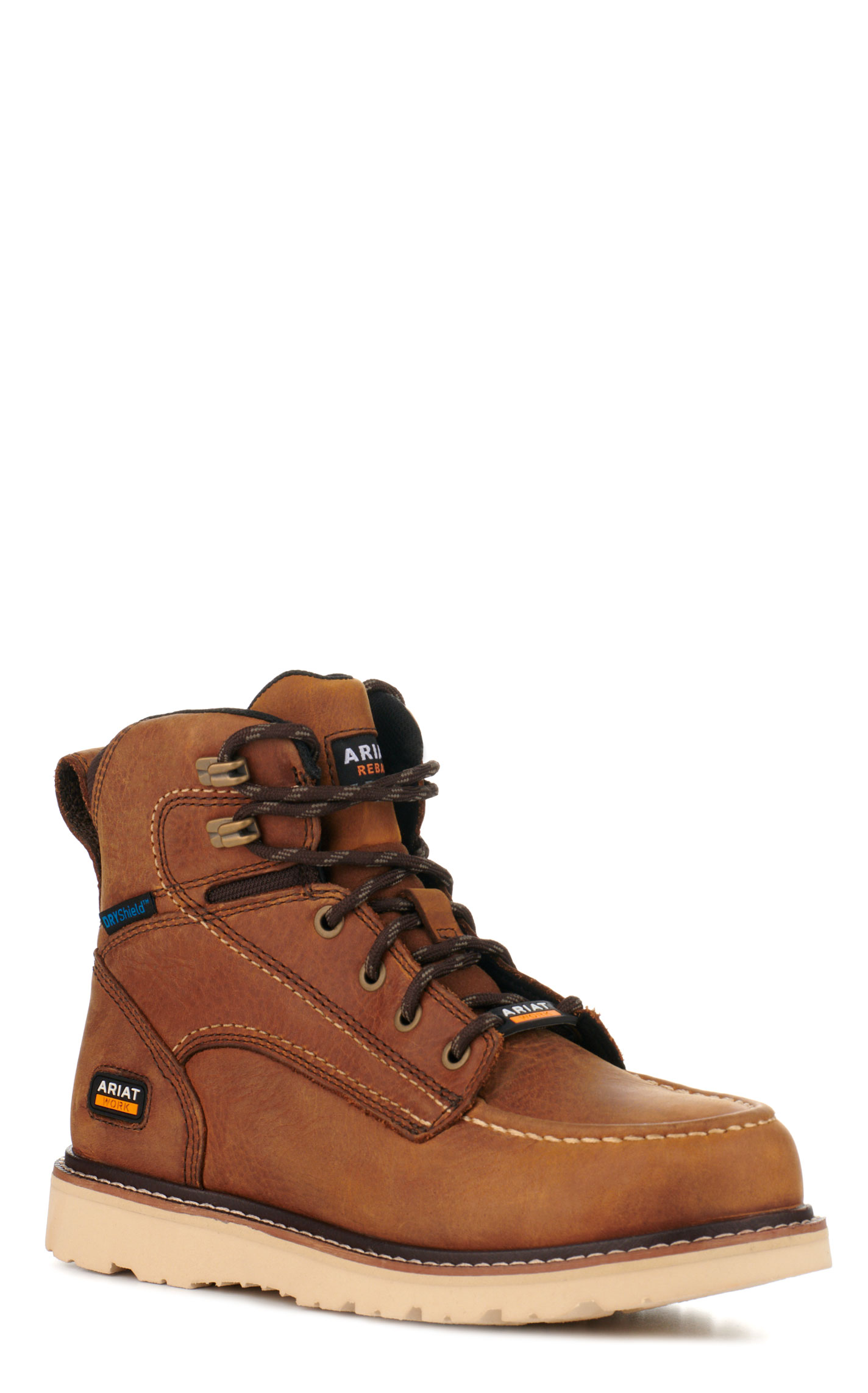 Ariat Women's Rebar Wedge Antique Brown Waterproof Round Composite Toe Lace Up Work Boots - Image 1
