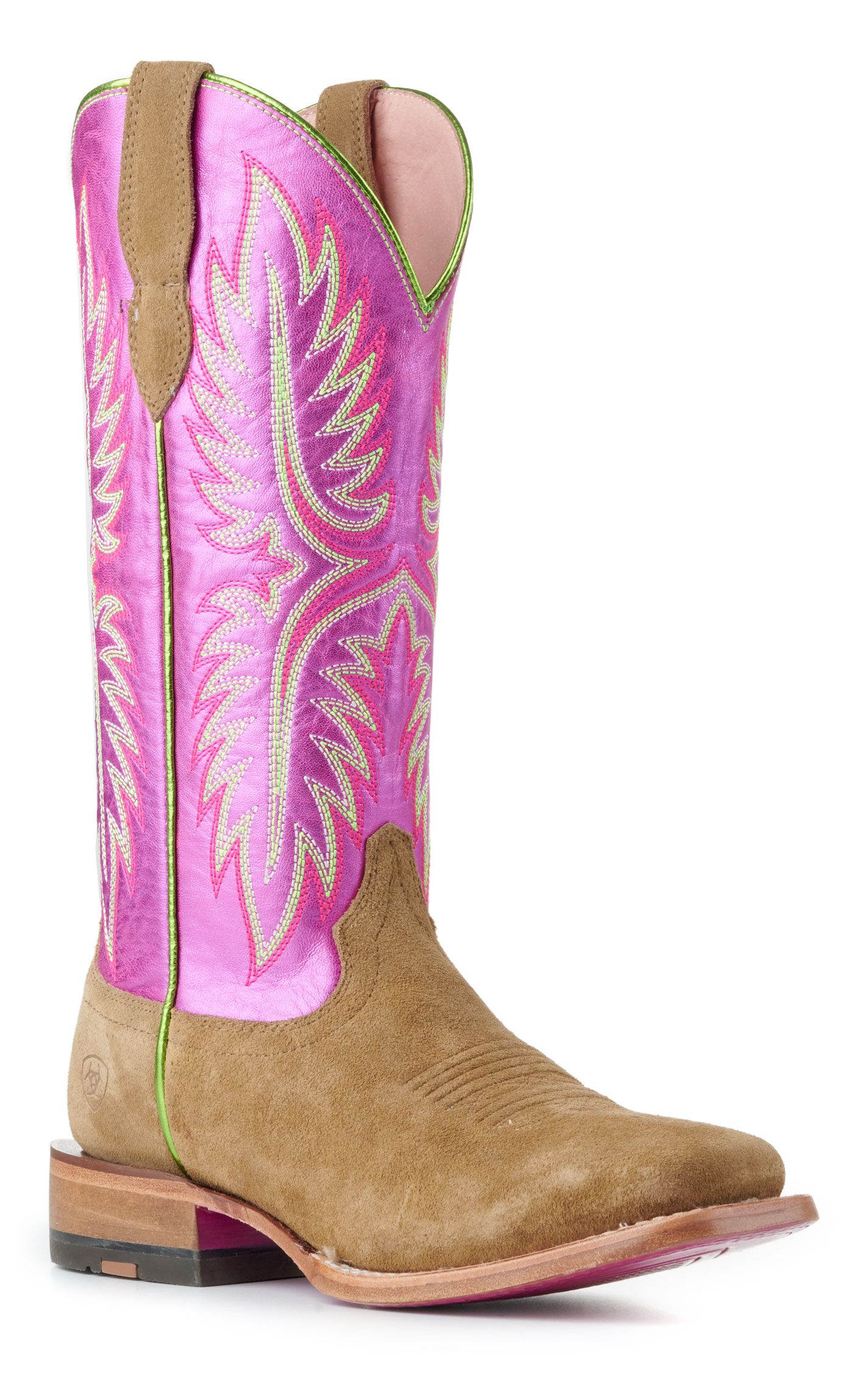 Ariat Women's Frontier Calamity Jane Metallic Pink and Dijon Roughout TekStep Square Toe Cowboy Boots - Image 1