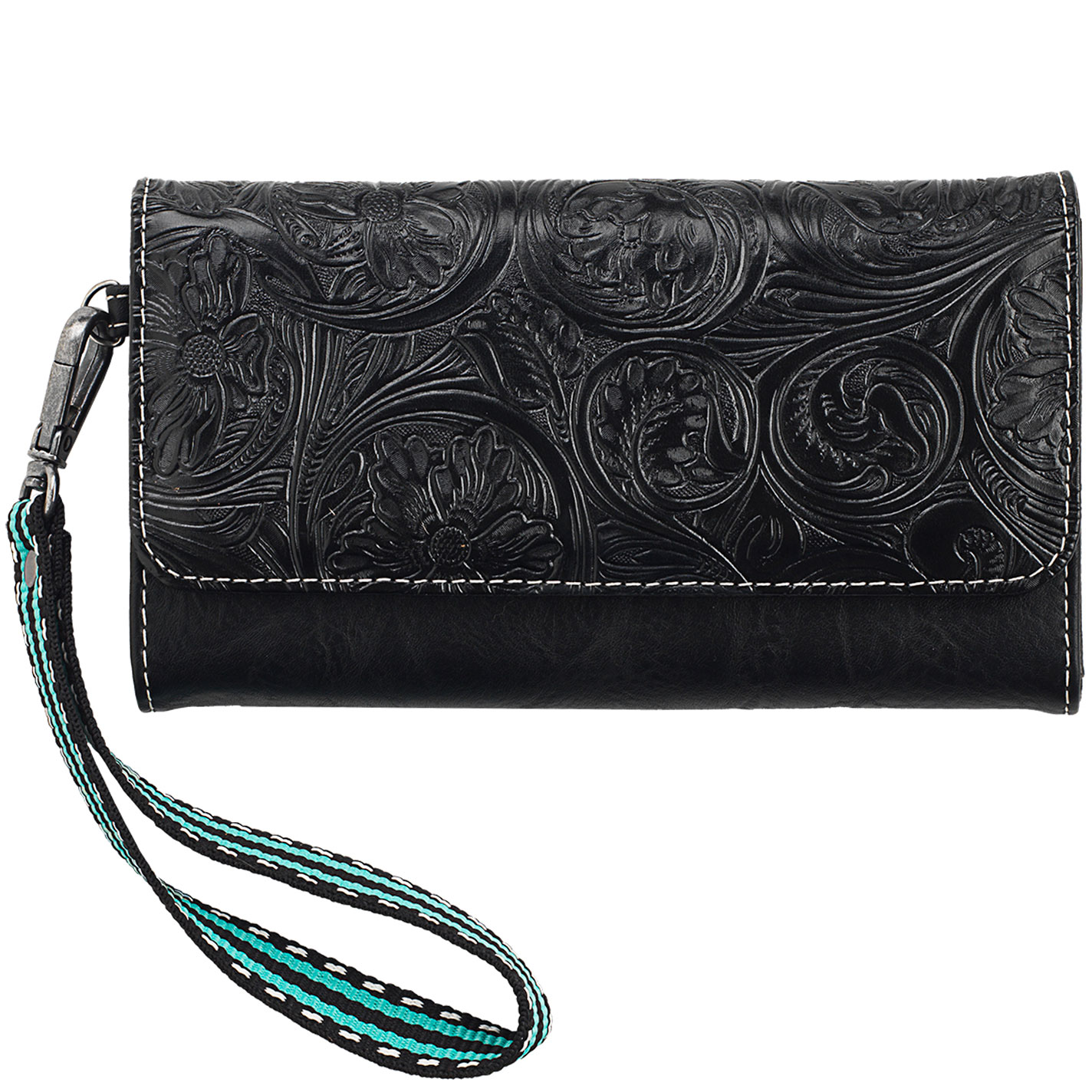 Nocona Belt Co. Amelia Black Floral Wallet - Image 1