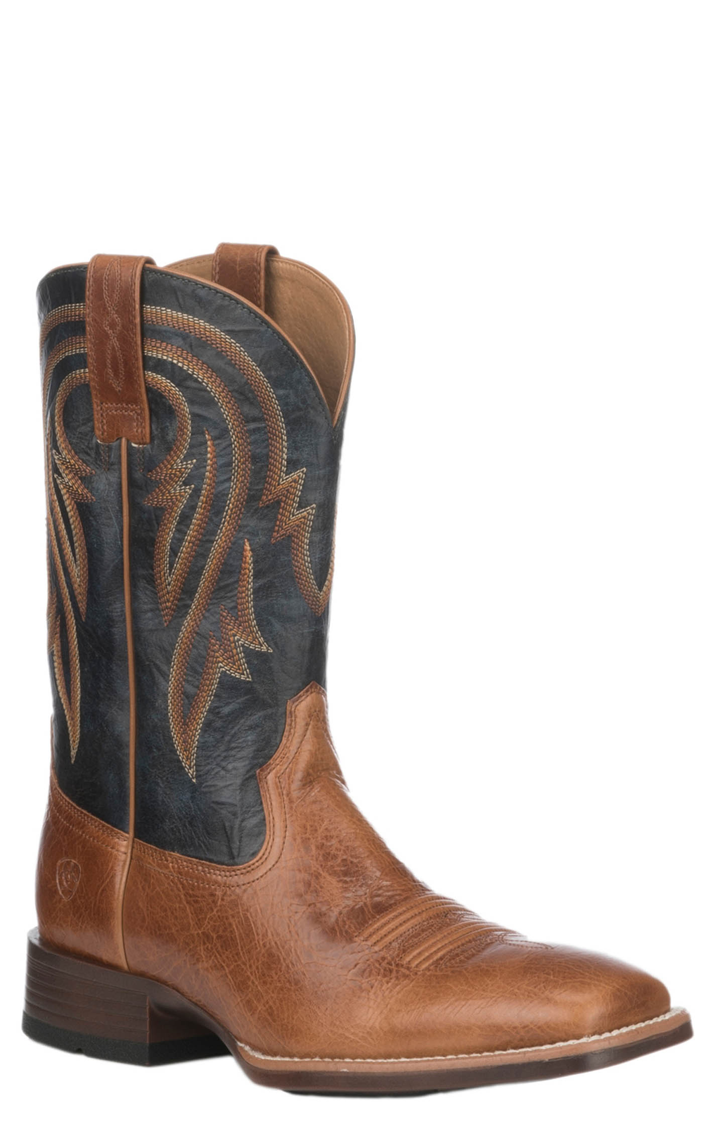 Ariat Men's Plano Gingersnap Brown & Blue Bantamweight Wide Square Toe Cowboy Boots - Image 1