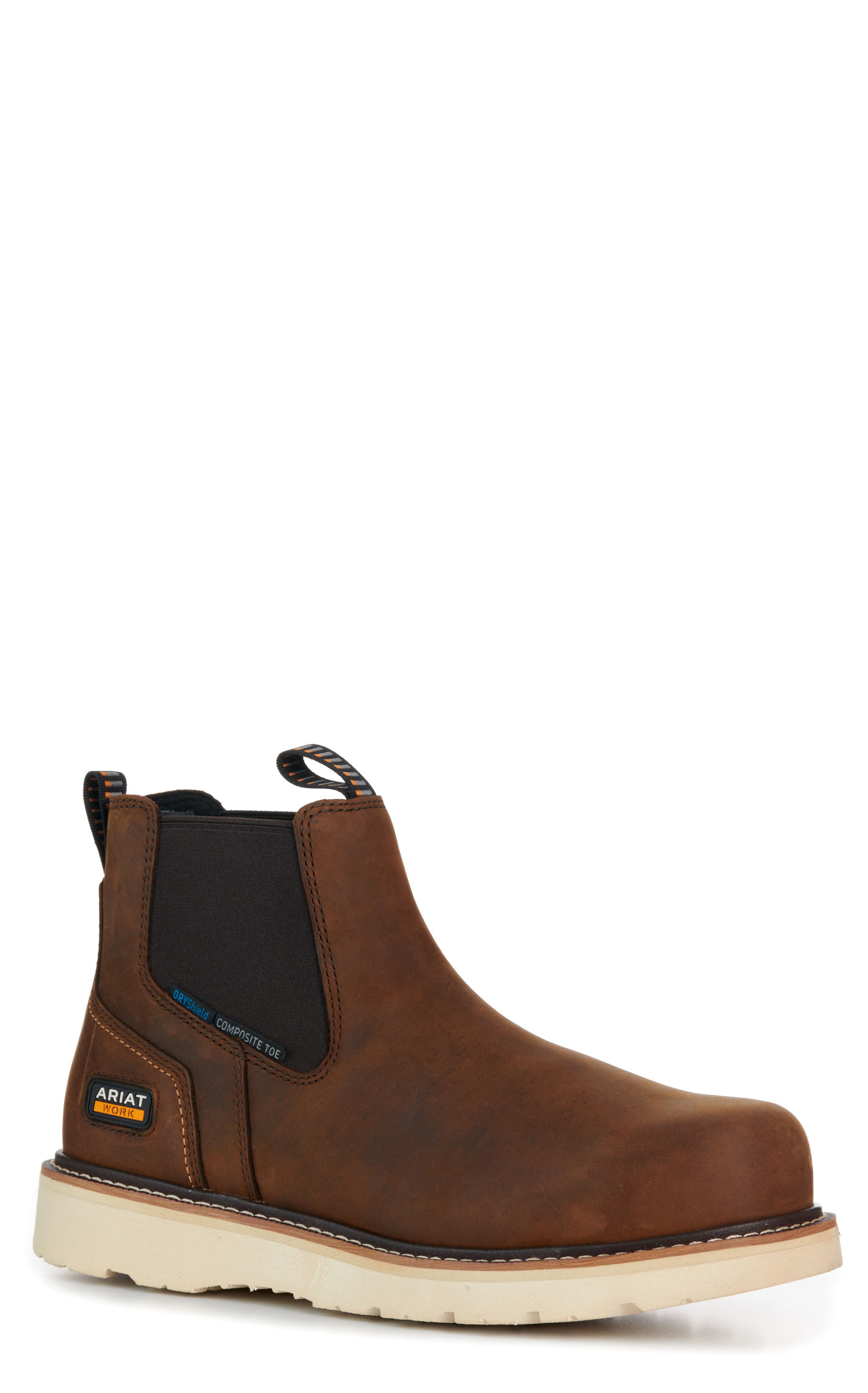 Ariat Rebar Men's Brown Wedge Chelsea Waterproof Round Toe Work Boots - Image 1