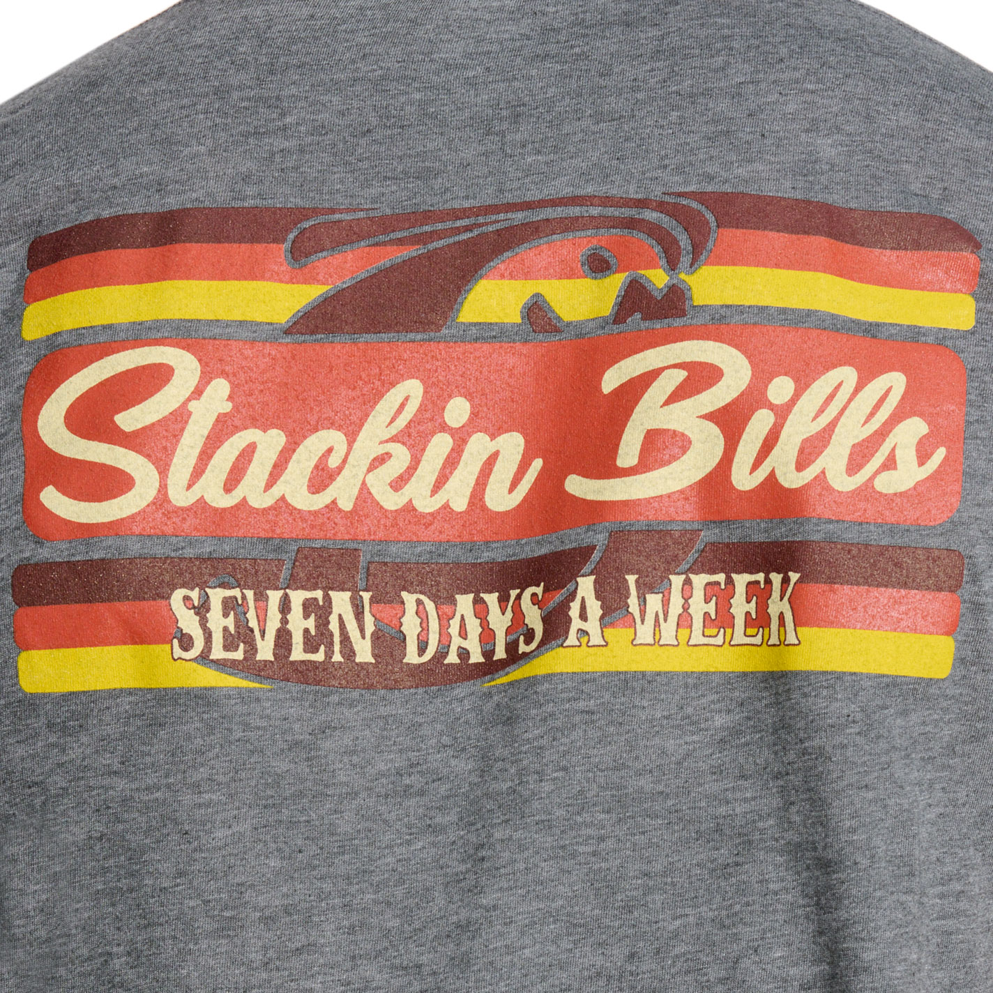 Stackin' Bills Men's Gray Sunset Logo Graphic T-Shirt - Image 1