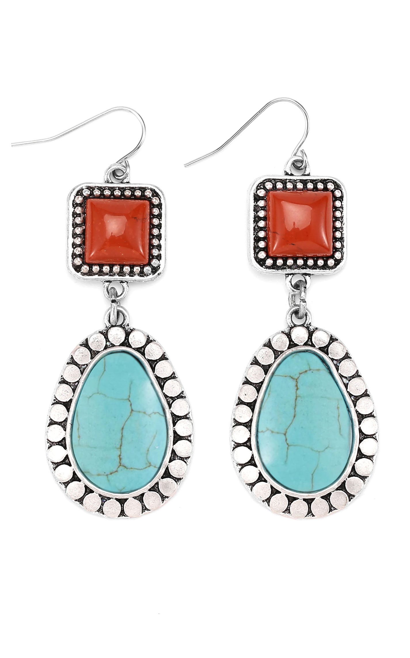 Cowgirl Confetti Red & Turquoise Capture Wishes Earrings - Image 1