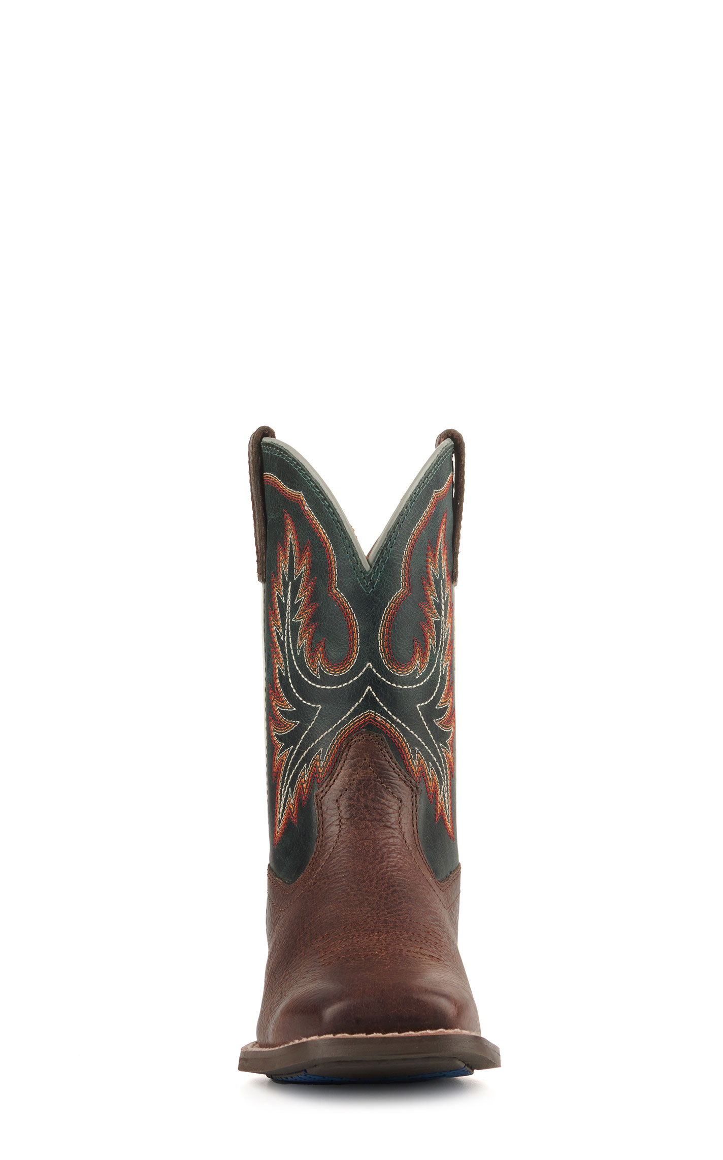 Ariat Kids' Wilder Brown and Deep Teal Green Shock Shield Wide Square Toe Cowboy Boots - Image 1