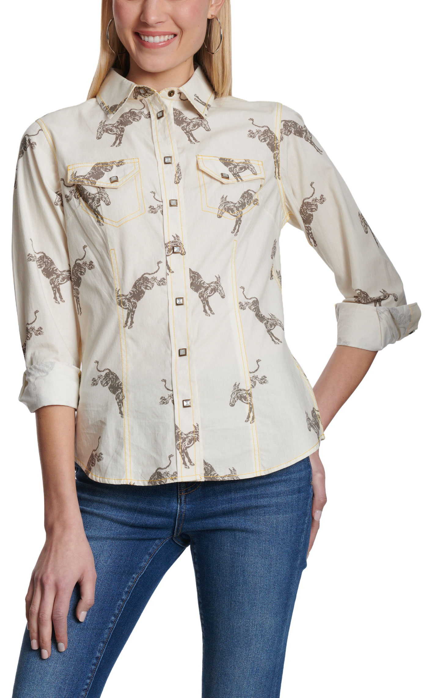 Montana Co Women's White Donkey Print Top - Image 1