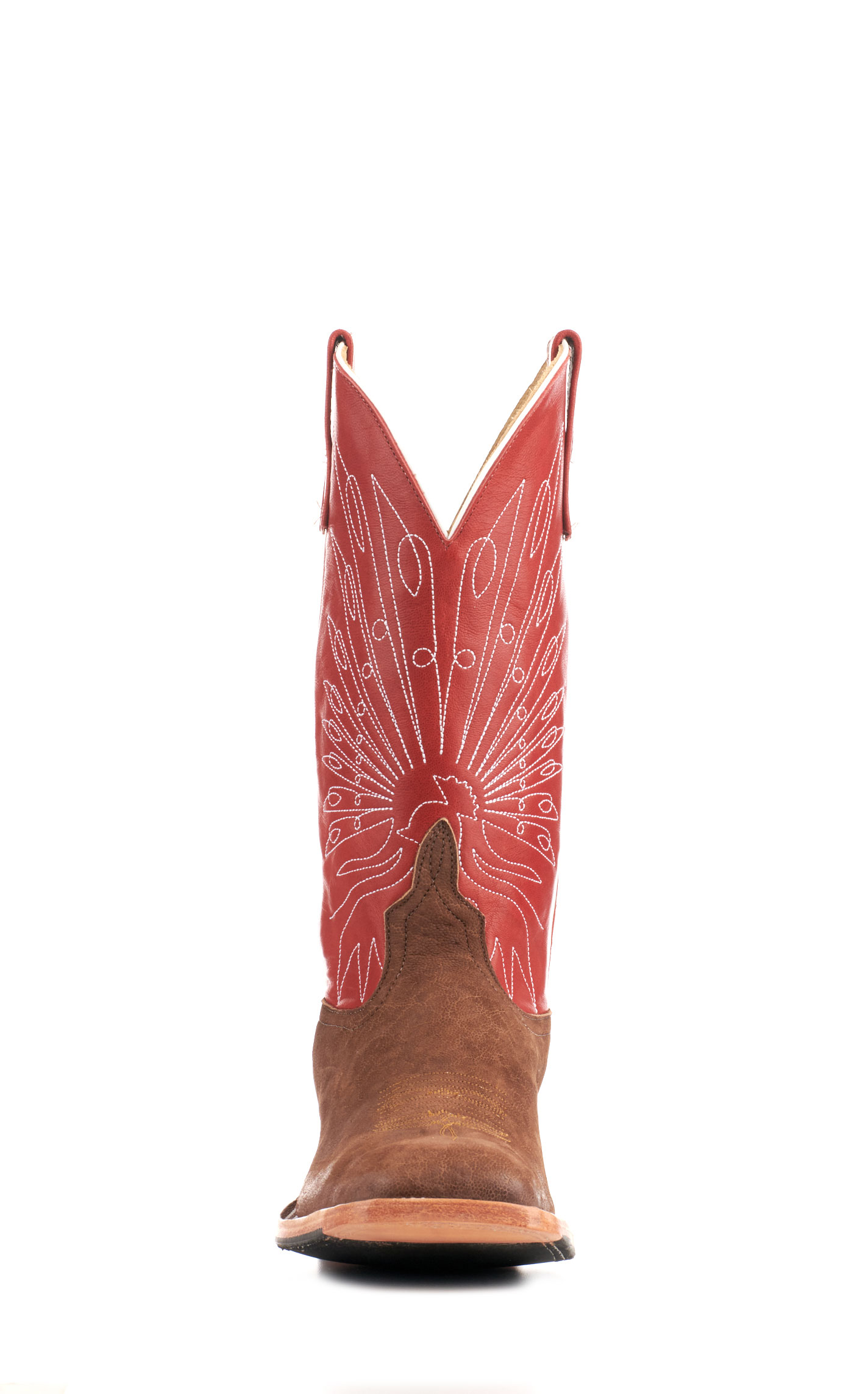 Anderson Bean Men's Dark Red and Tan Buffed Elephant Wide Square Toe Hybrid Cowboy Boots - Image 1