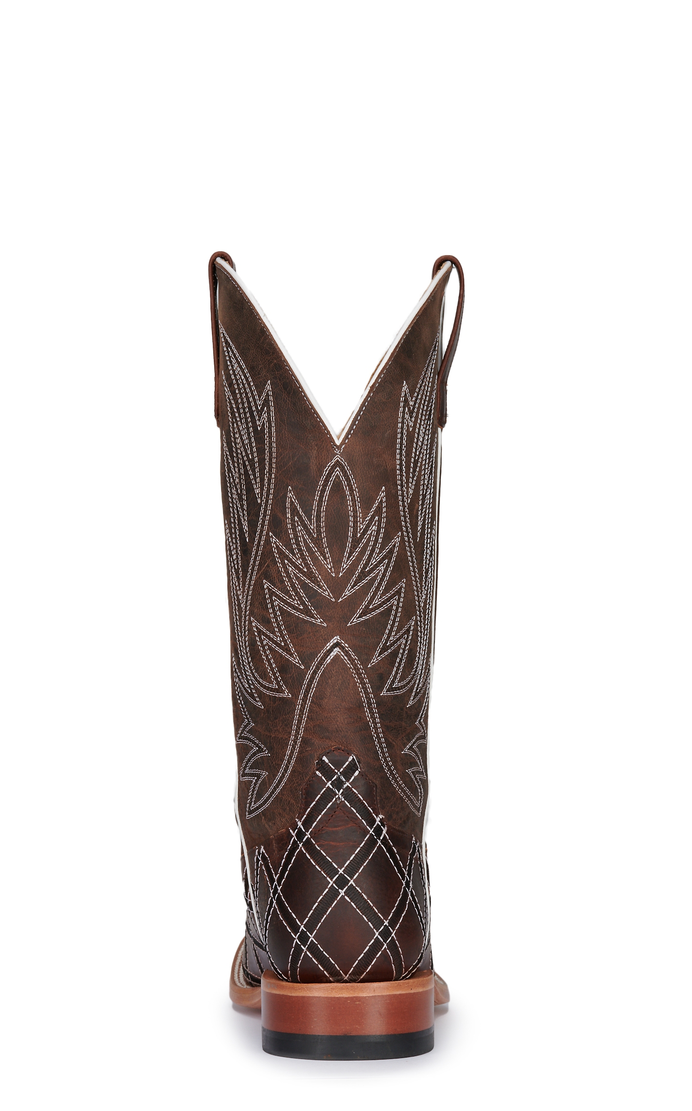 Anderson Bean Men's Horse Power Distressed Brown with Moka Zigzag Patchwork Square Toe Cowboy Boots - Image 1