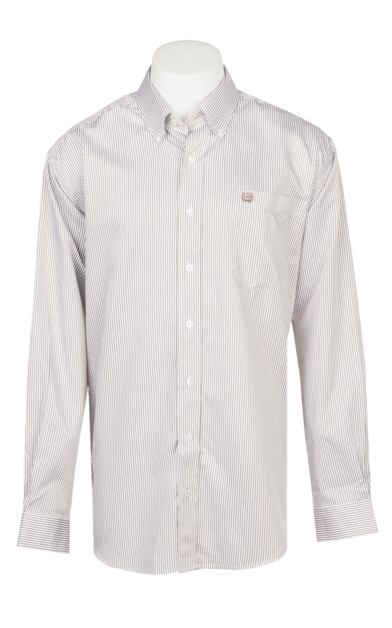 Cinch Men's Khaki & White TENCEL™ Striped Print Western Shirt - Image 1