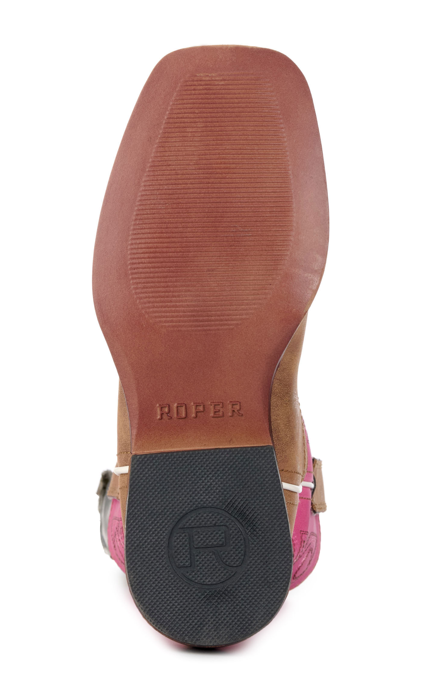 Roper Girls' Youth Ainsley Tan and Pink Square Toe Cowboy Boots - Image 1