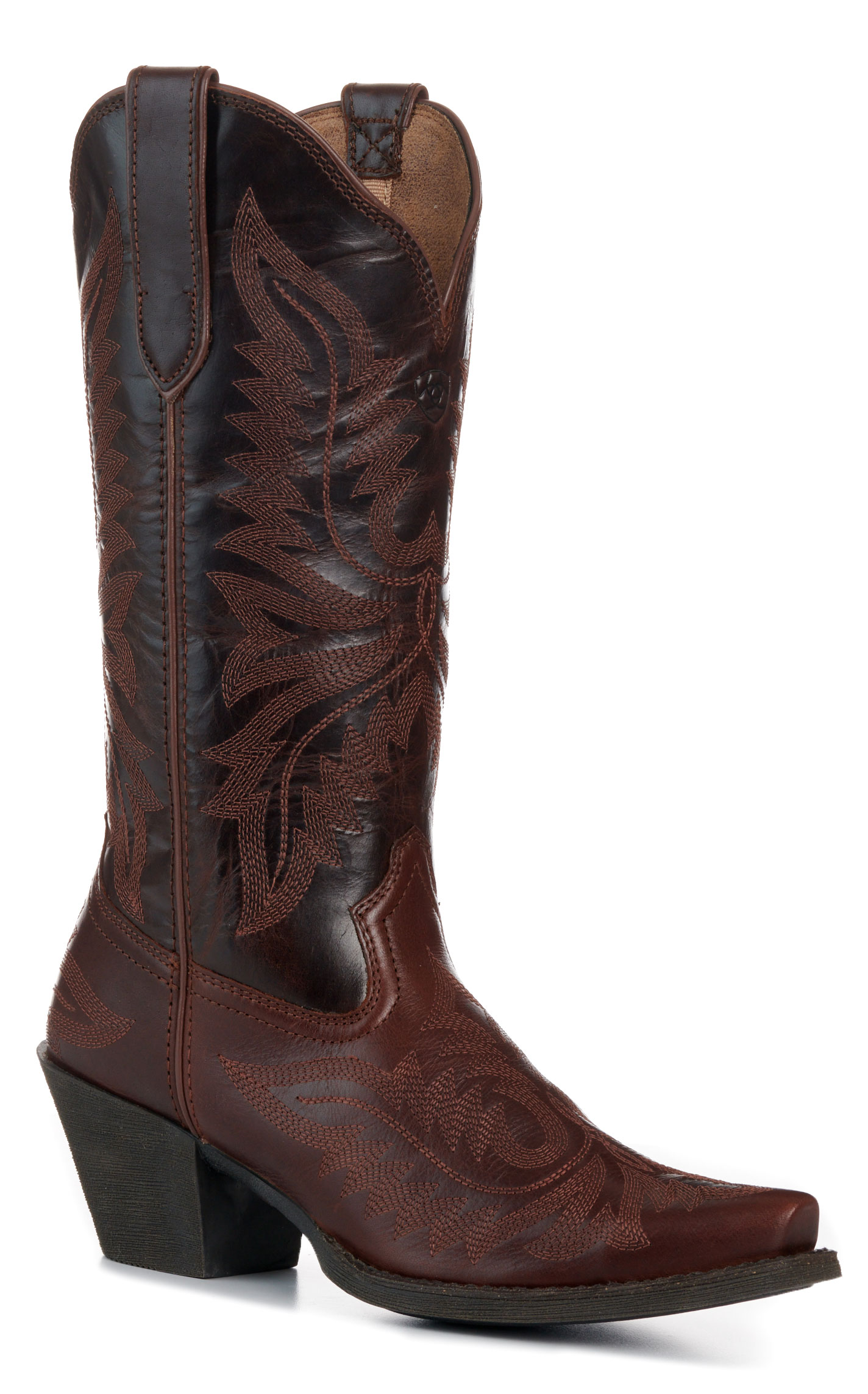 Ariat Women’s Round Up Collins Mahogany Snip Toe Cowboy Boots - Image 1
