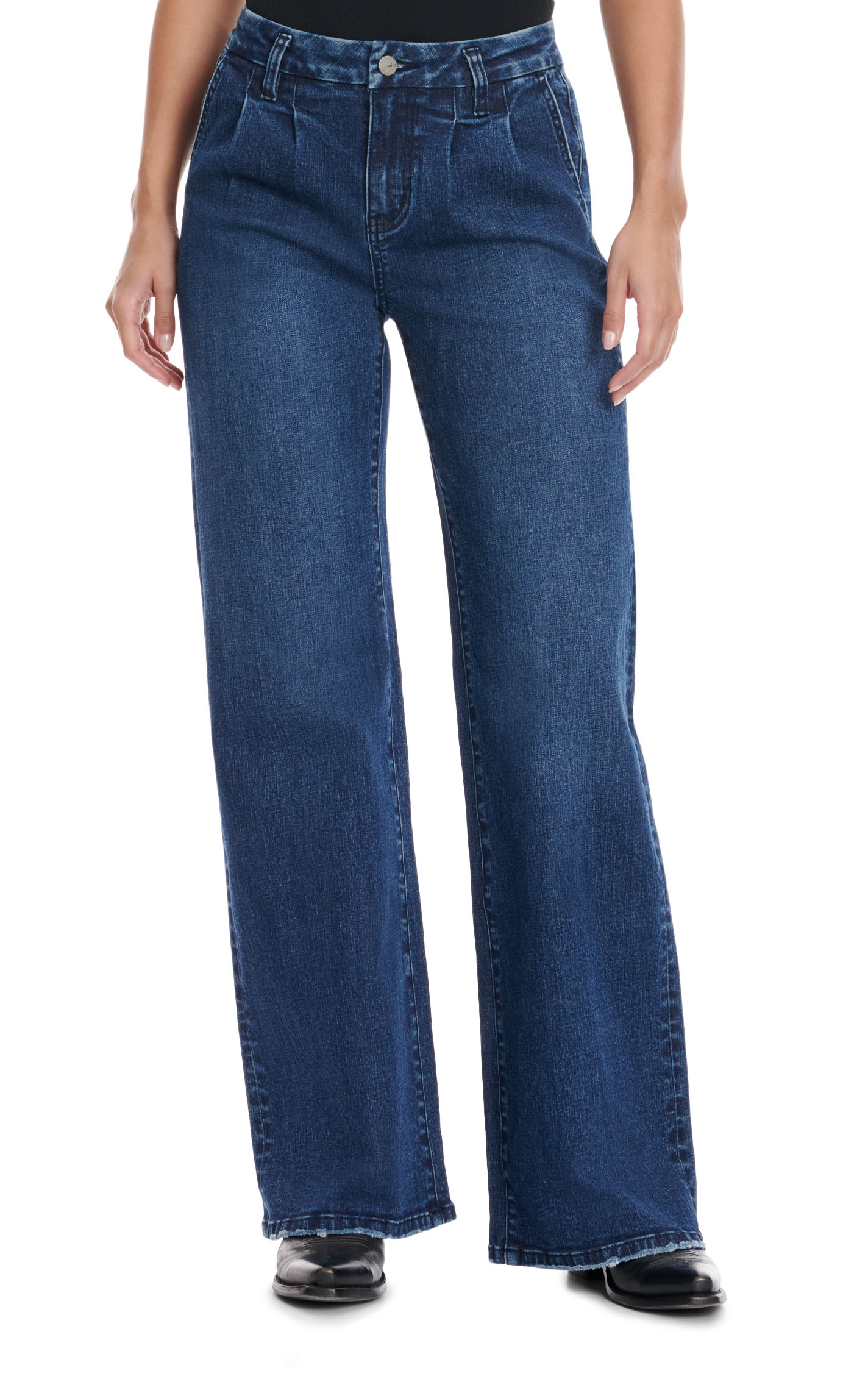 Mica Women's Dark Wash High Rise Wide Leg Trouser Style Jeans - Image 1