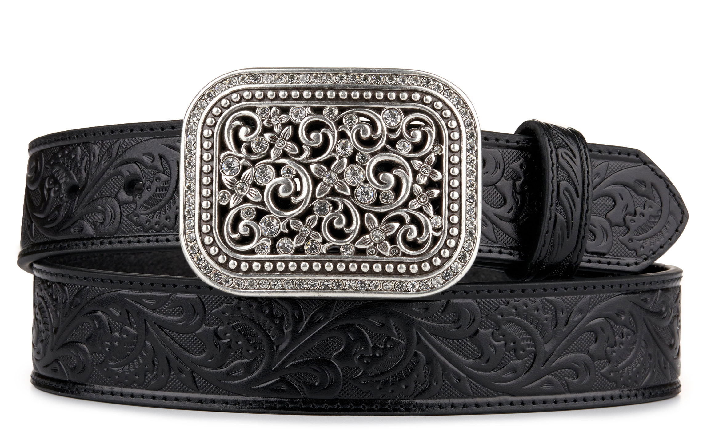 Ariat Women's Black Rhinestone Filigree Belt - Image 1