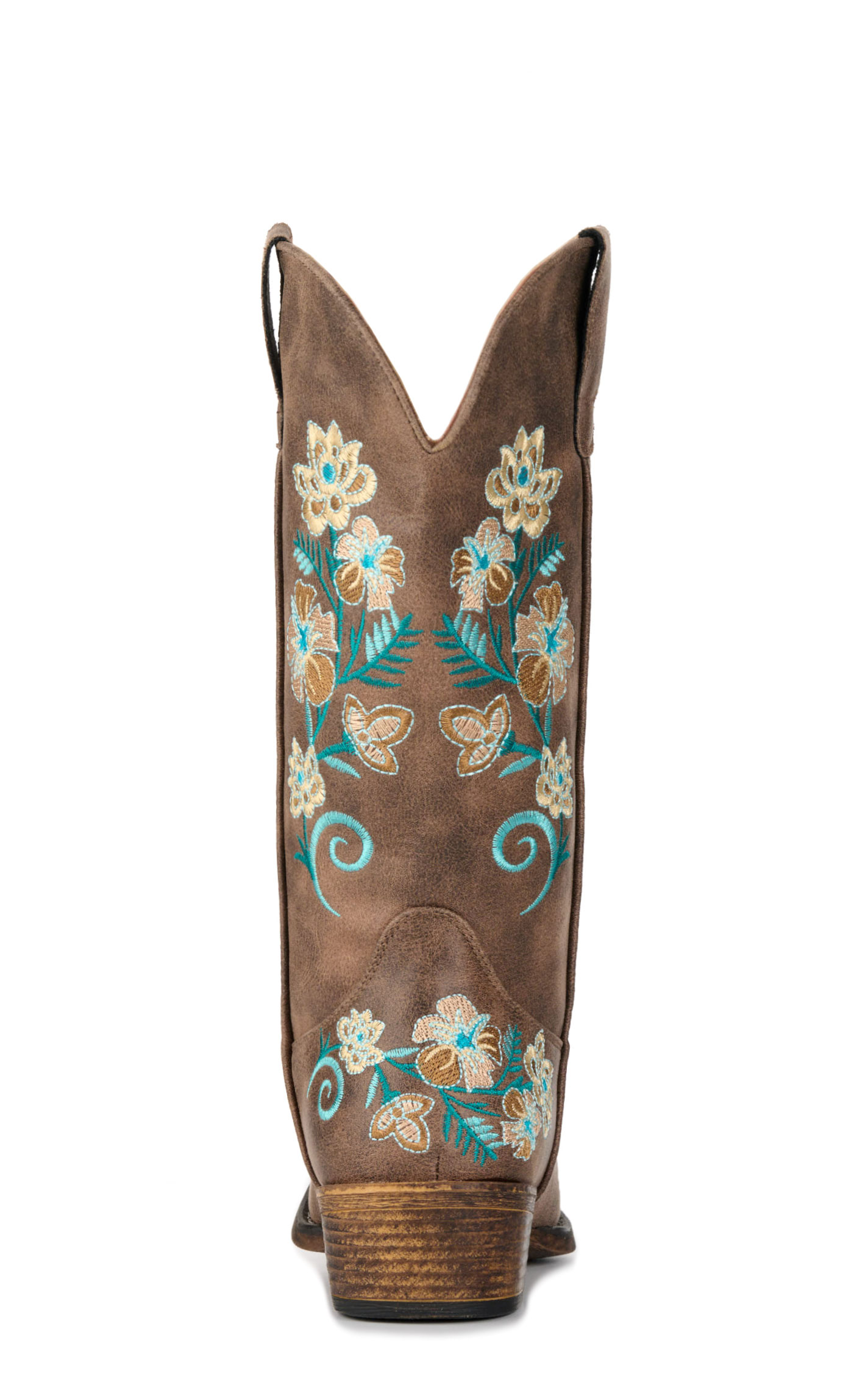 Roper Women's Riley Brown with Floral Embroidery Snip Toe Cowboy Boots - Image 1