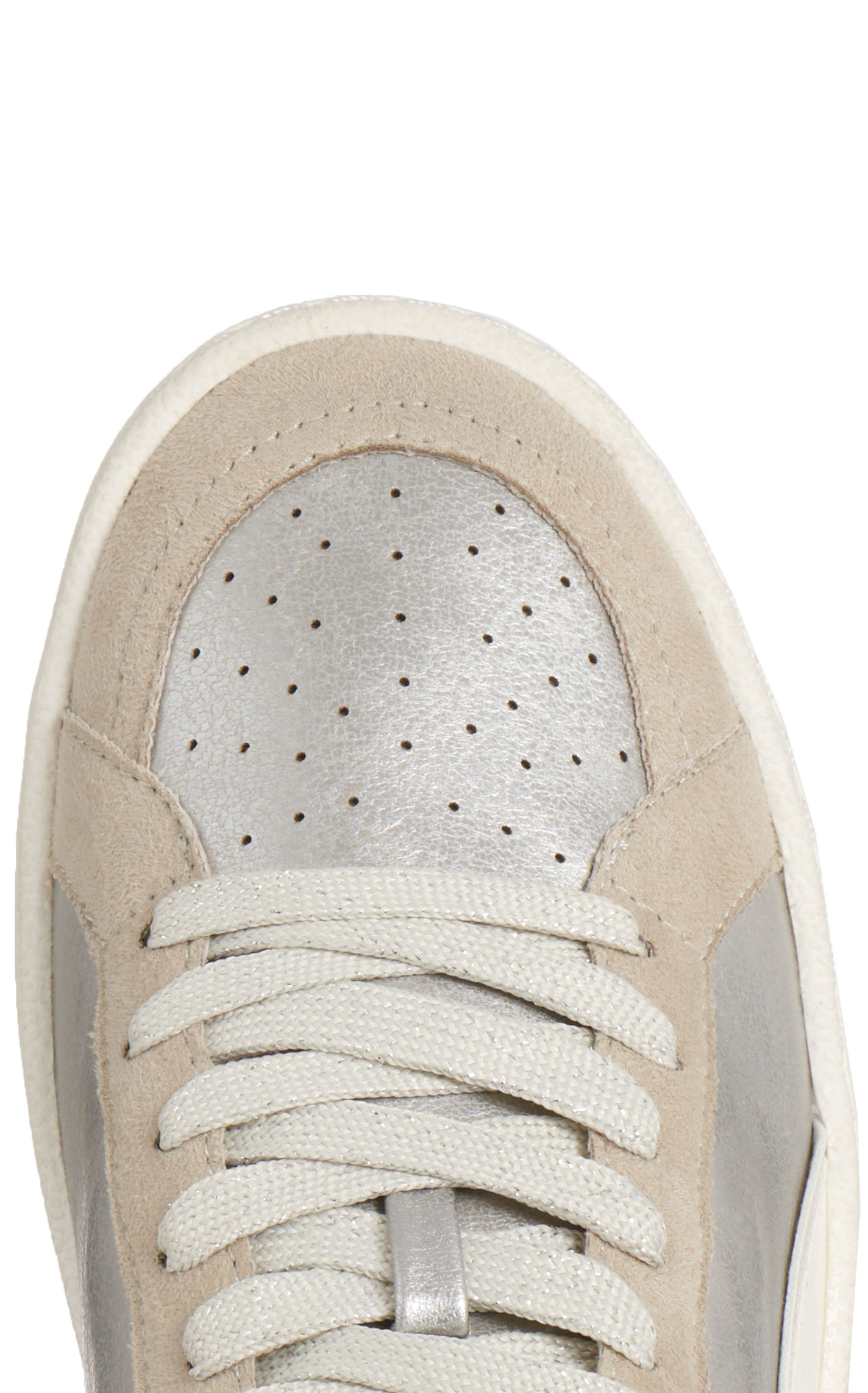 Shushop Women’s Salma Beige & Metallic Silver Almond Toe Casual Shoes - Image 1