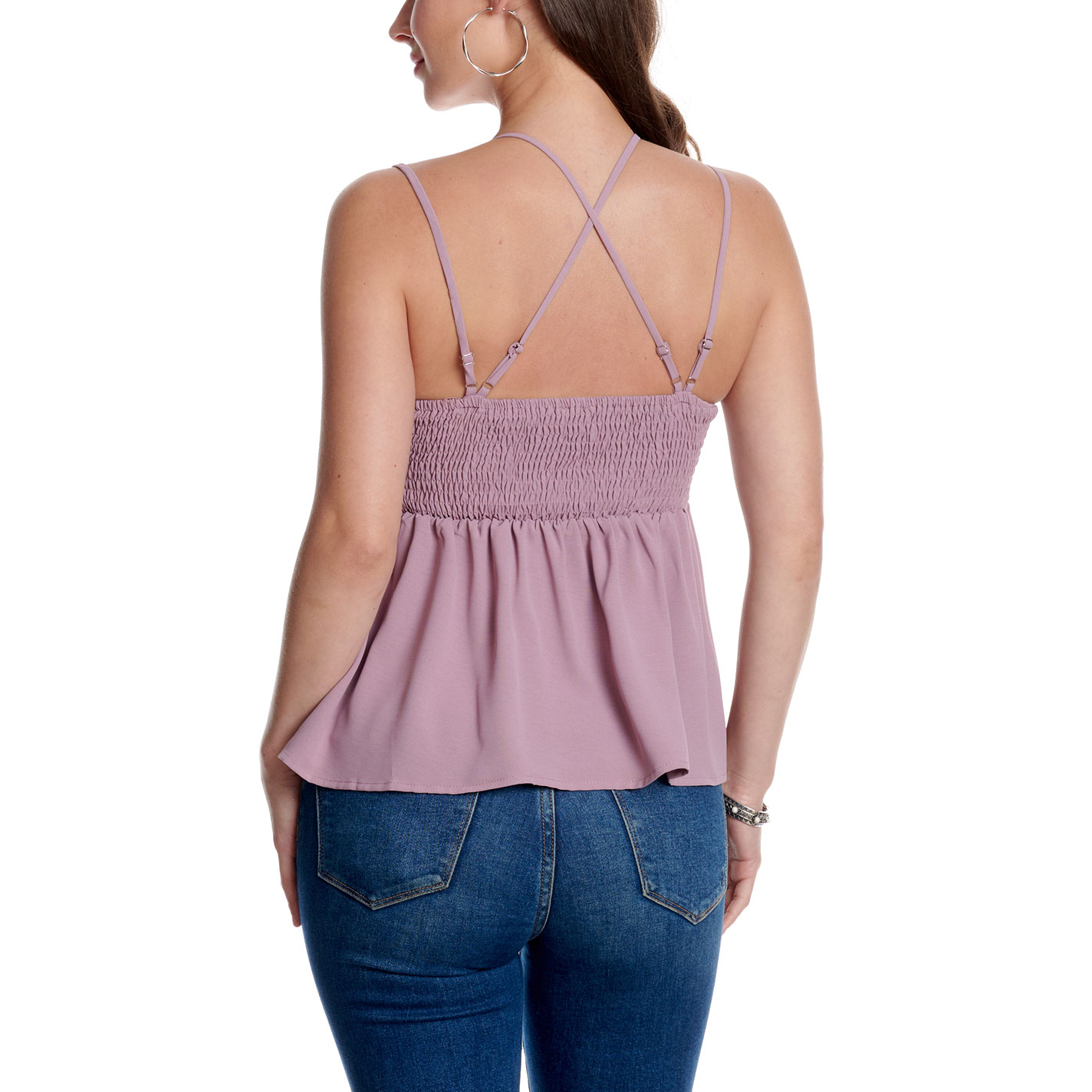 Endless Blu Women's Mauve Crochet Bodice Cami Top - Image 1