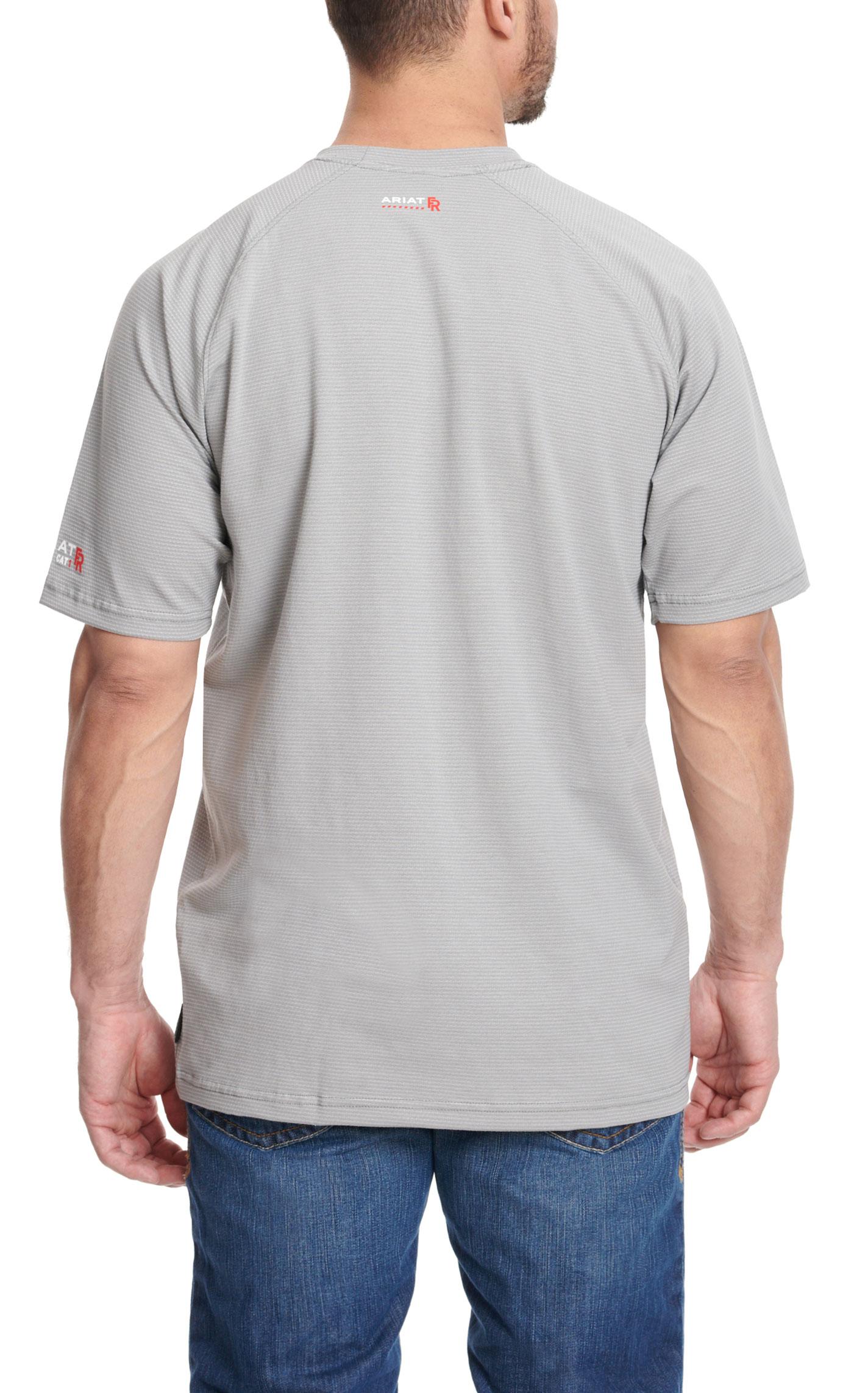 Ariat Men's FR Silver Gray Base-Layer Work T-Shirt - Image 1