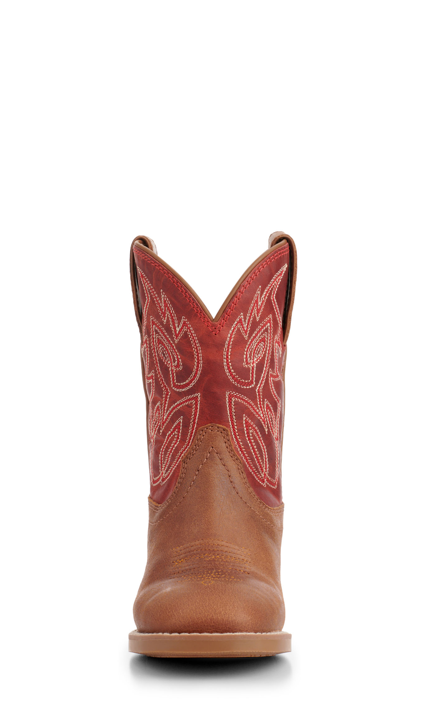 Justin Kids Canter Junior Cognac and Fire Red Wide Square Toe Cowboy Boots - Image 1