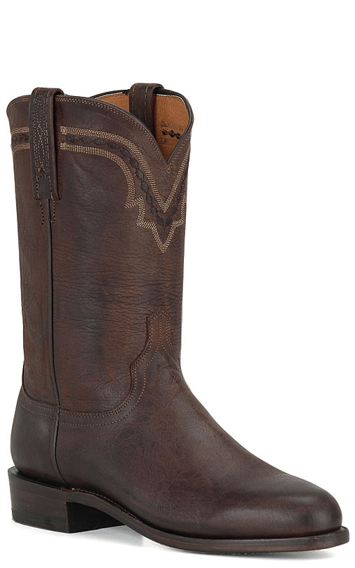 Lucchese Men's 2000 Chocolate Burnished Maddog Leather Roper Boot - Image 1