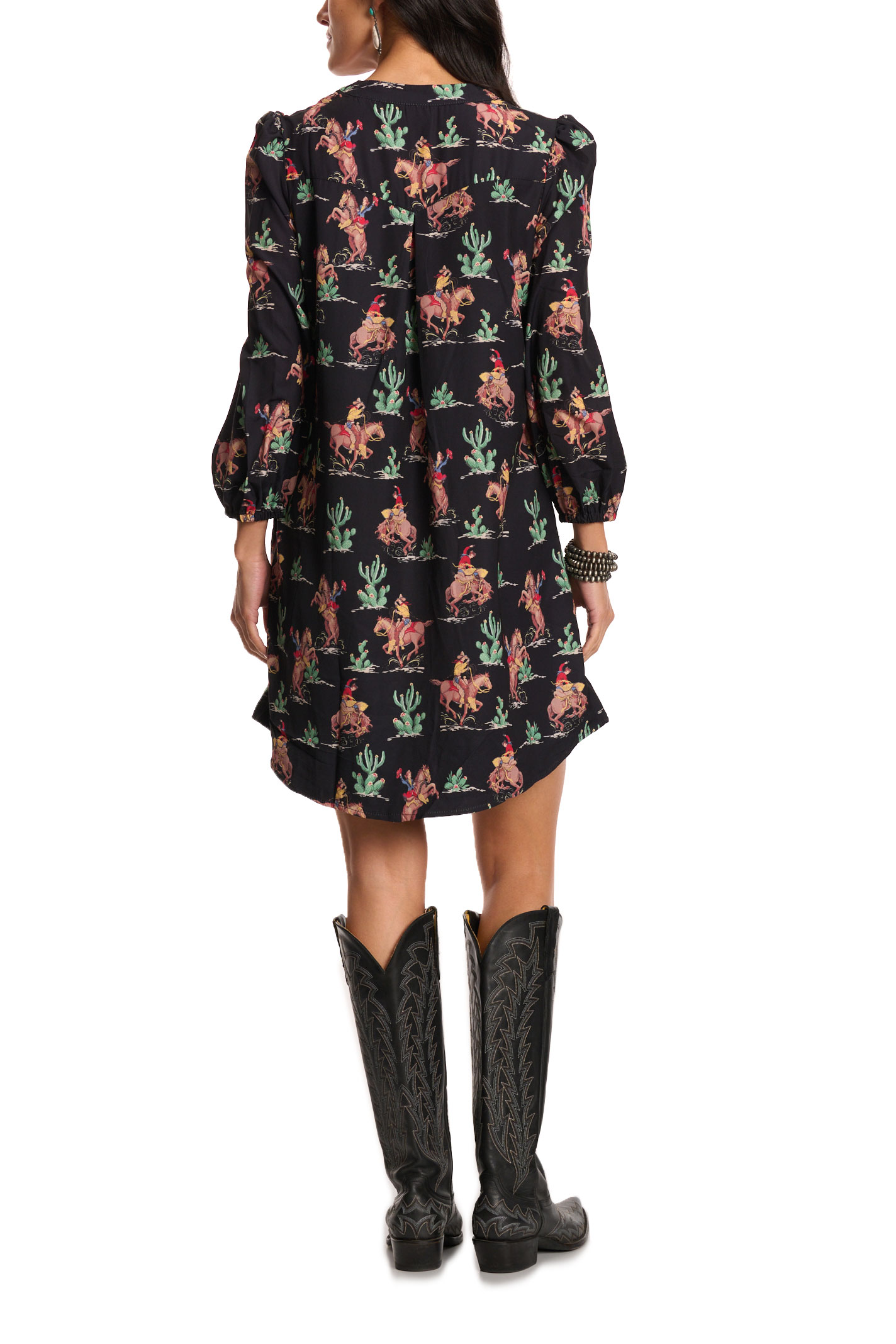 Fashion Express Women's Black Western Print Dress - Image 1