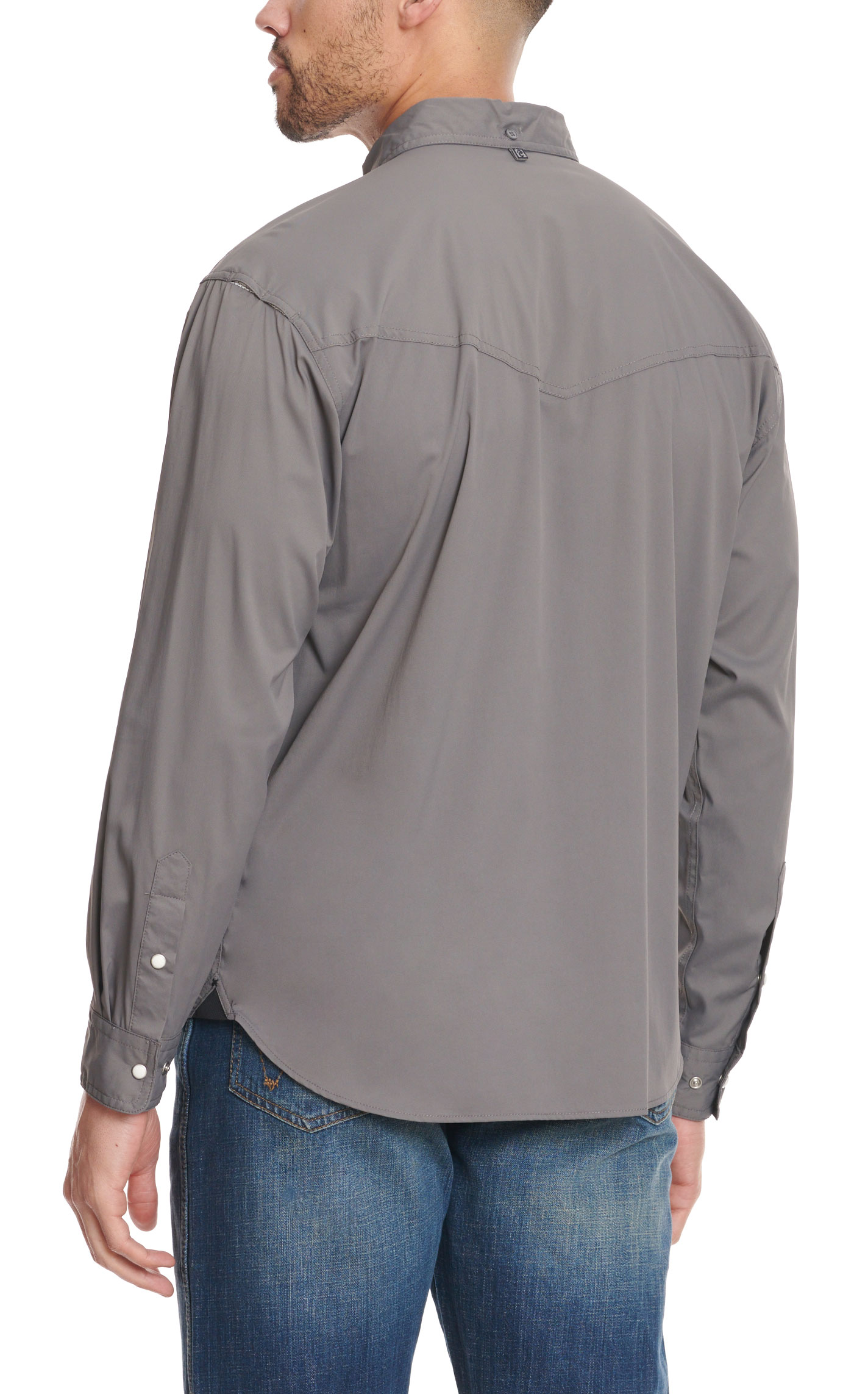 Rafter C Outdoors Men's Cement Gray Long Sleeve Fishing Shirt - Image 2