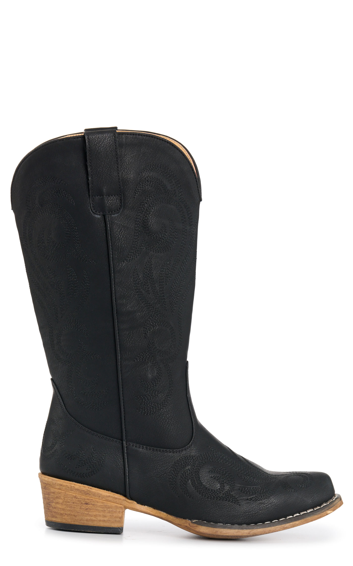 Roper Women's Riley Black with Black Embroidery Snip Toe Cowboy Boots - Image 1