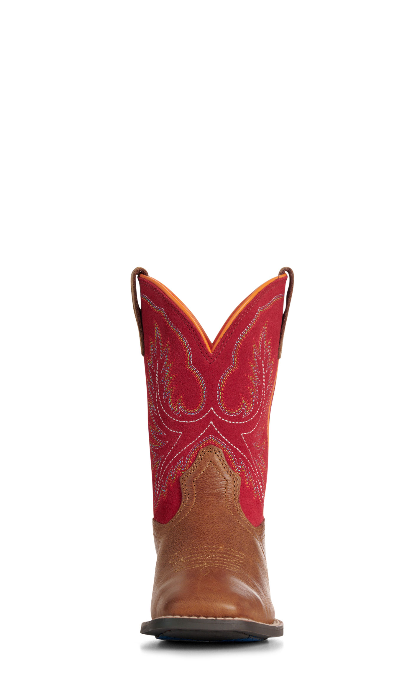 Ariat Youth Chestnut & Red Wide Square Toe Cowboy Boots - Image 1
