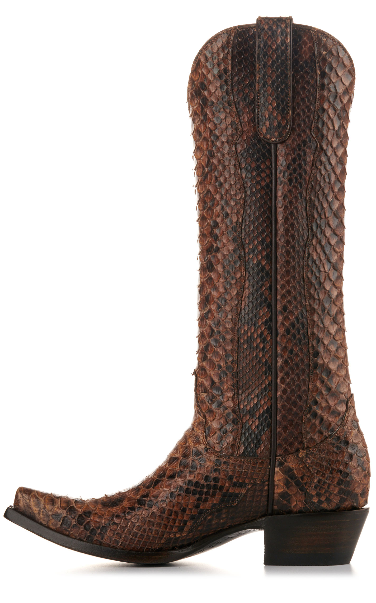 Cavender's Women's Brown Python Snip Toe Exotic Cowboy Boots - Image 1
