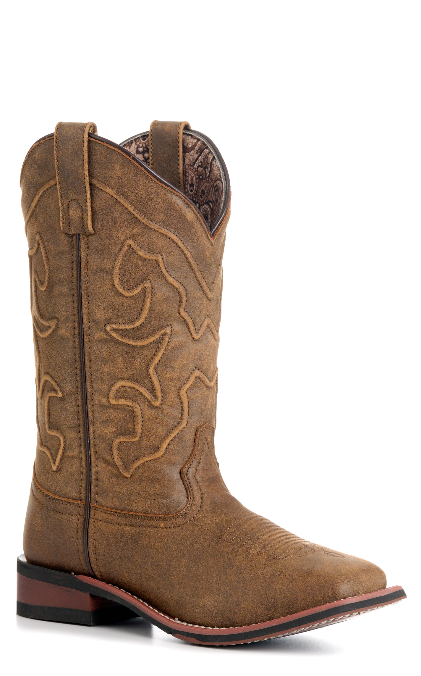 Laredo Women’s Megan Tan Stockman Broad Square Toe Cowboy Boots - Image 1