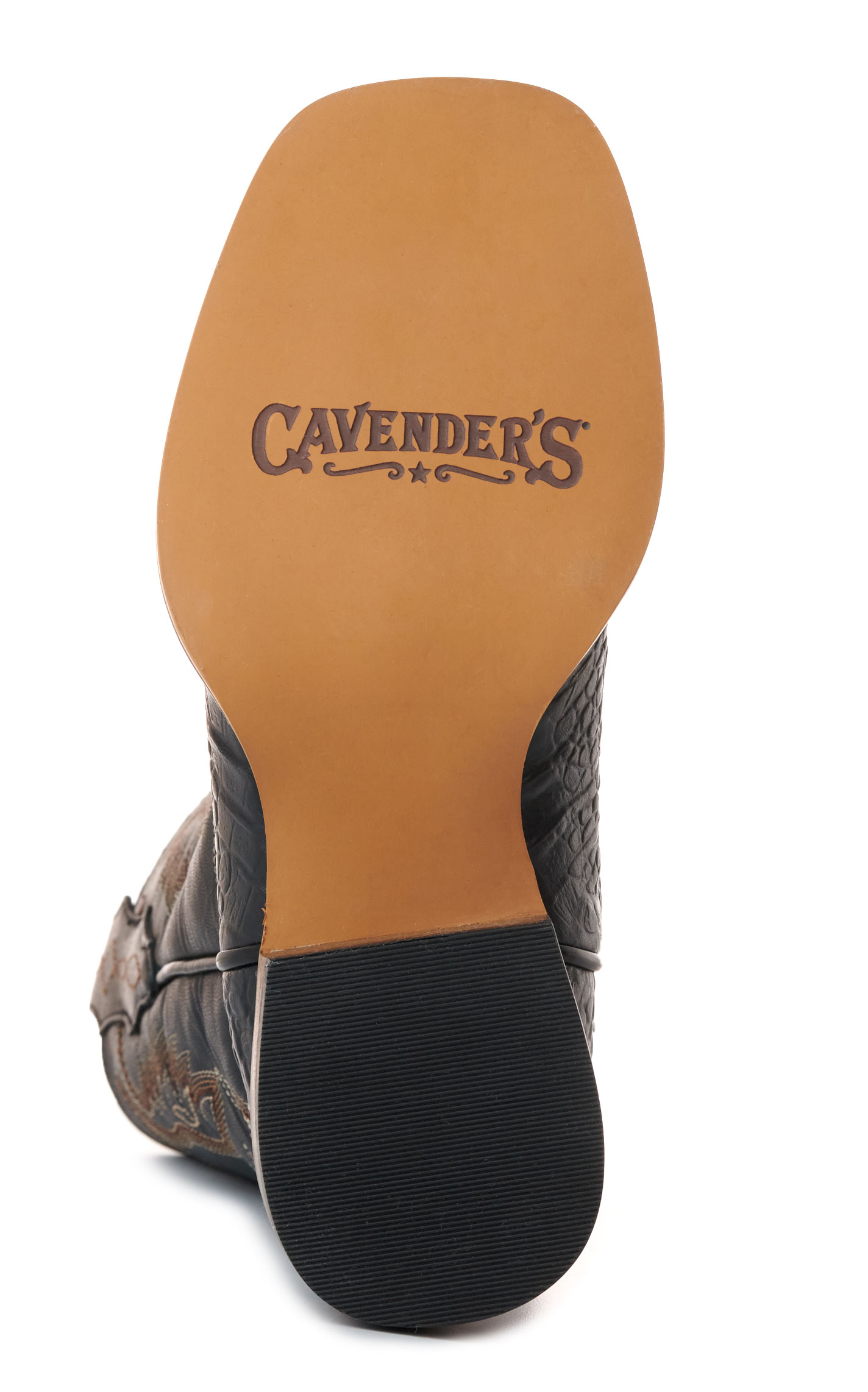 Cavender's Youth Black Crocodile Print Wide Square Toe Cowboy Boots - Image 1