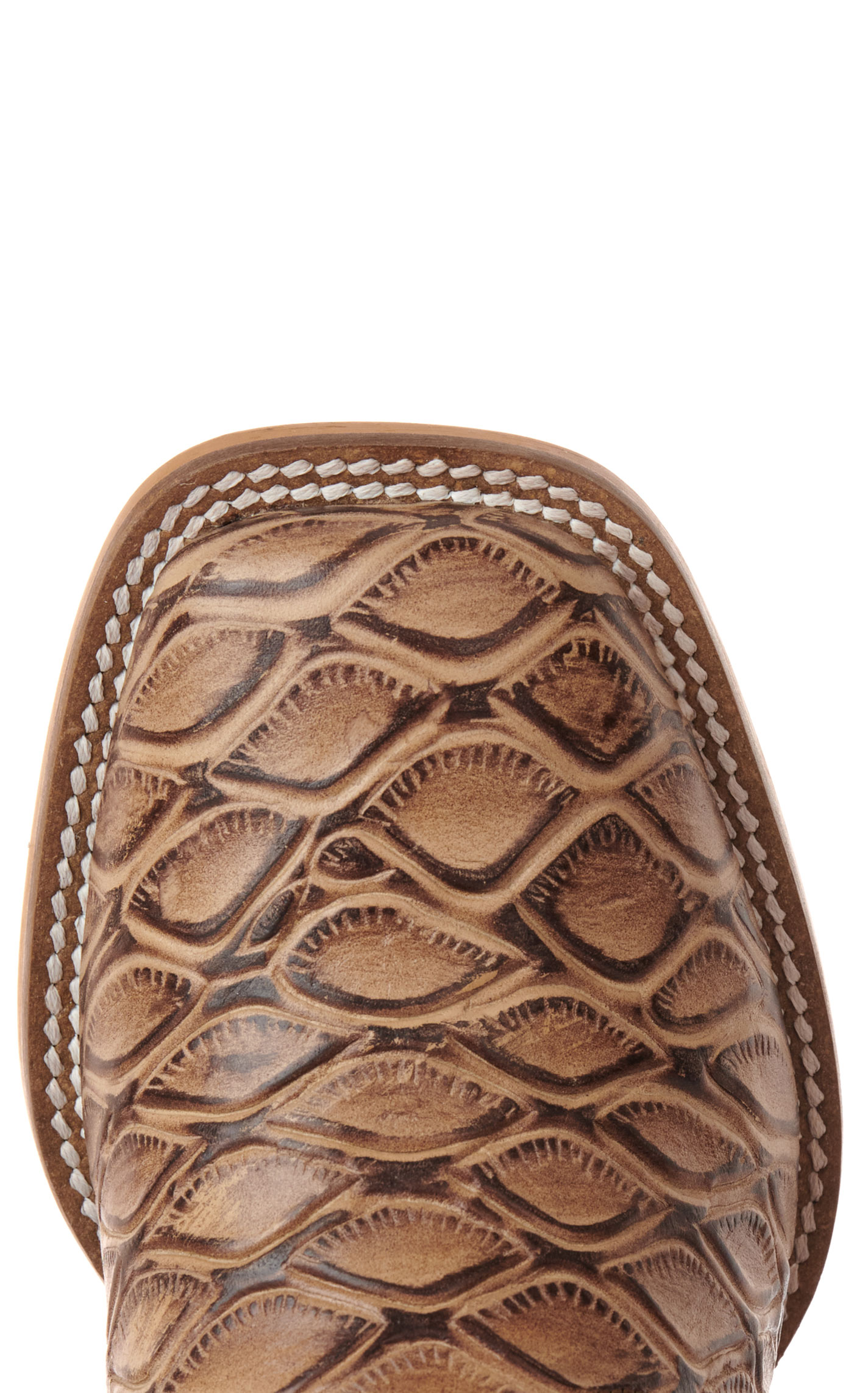 Cavender's Kids' Natural & Tan Fish Print Wide Square Toe Cowboy Boots - Image 1
