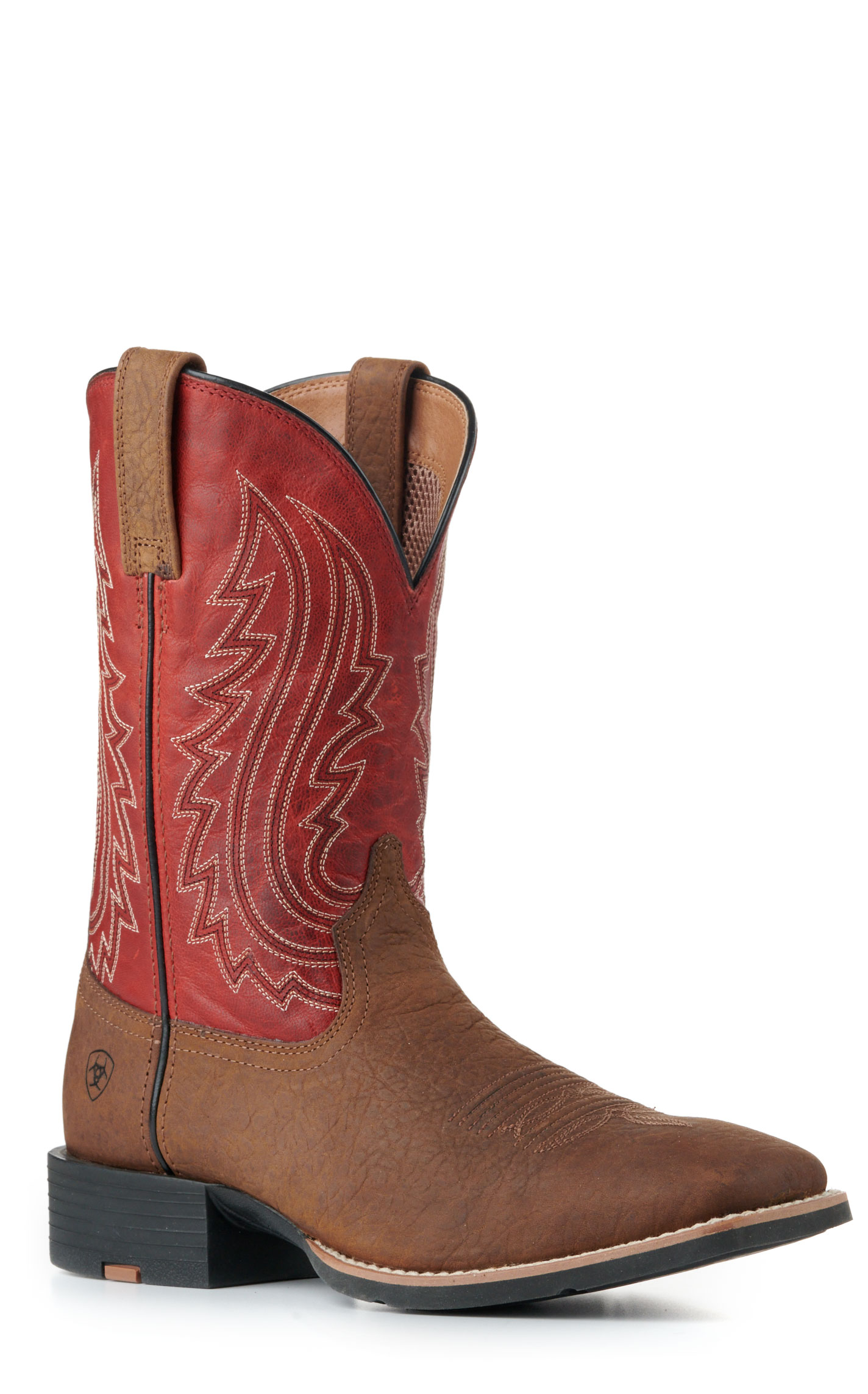 Ariat Men's Sport Big Country Dark Brown and Red Wide Square Toe Cowboy Boots - Image 1