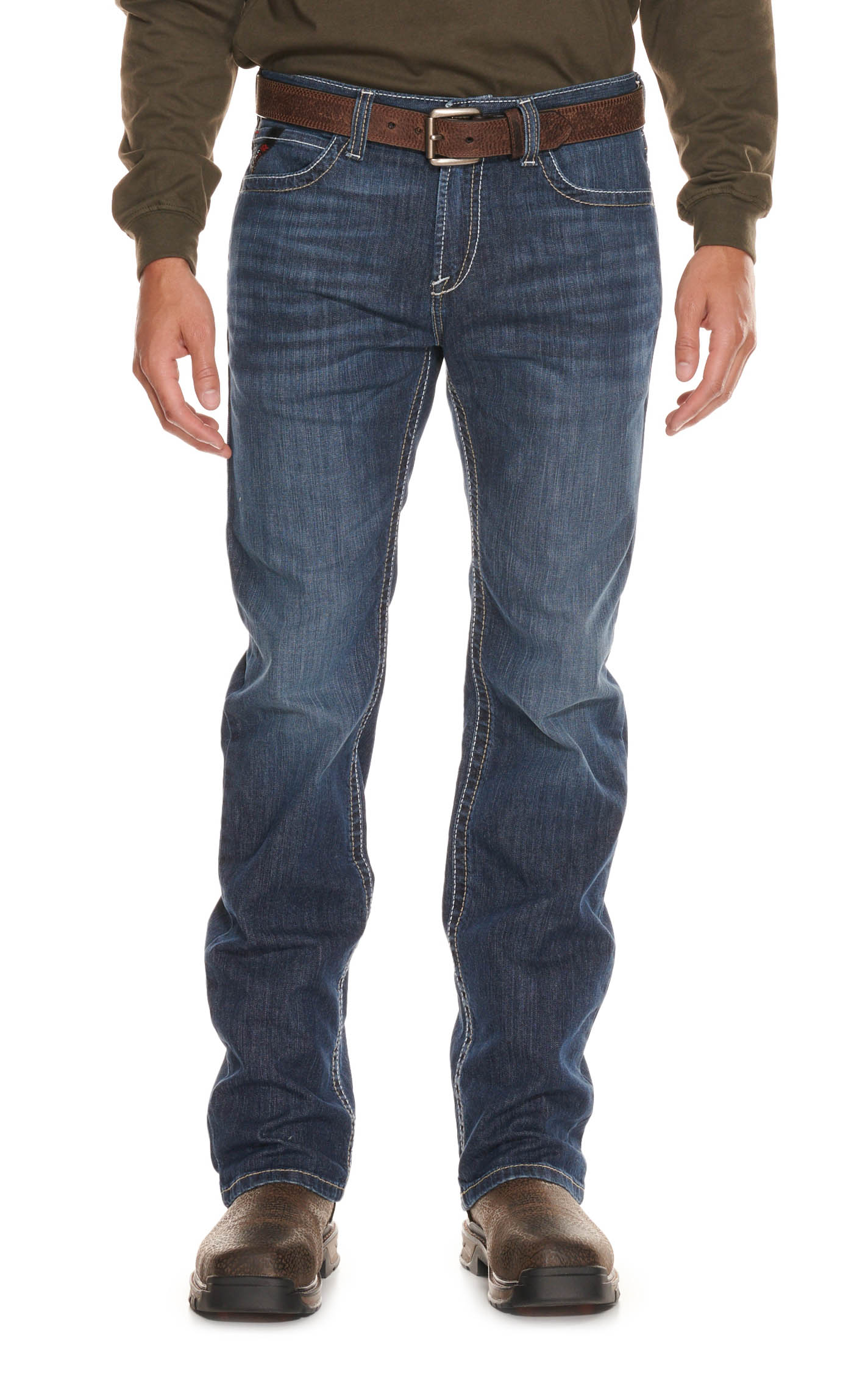 Ariat Men's M7 Medium Wash Slim Fit DuraStretch Stackable Straight Leg FR Work Jeans - Image 1