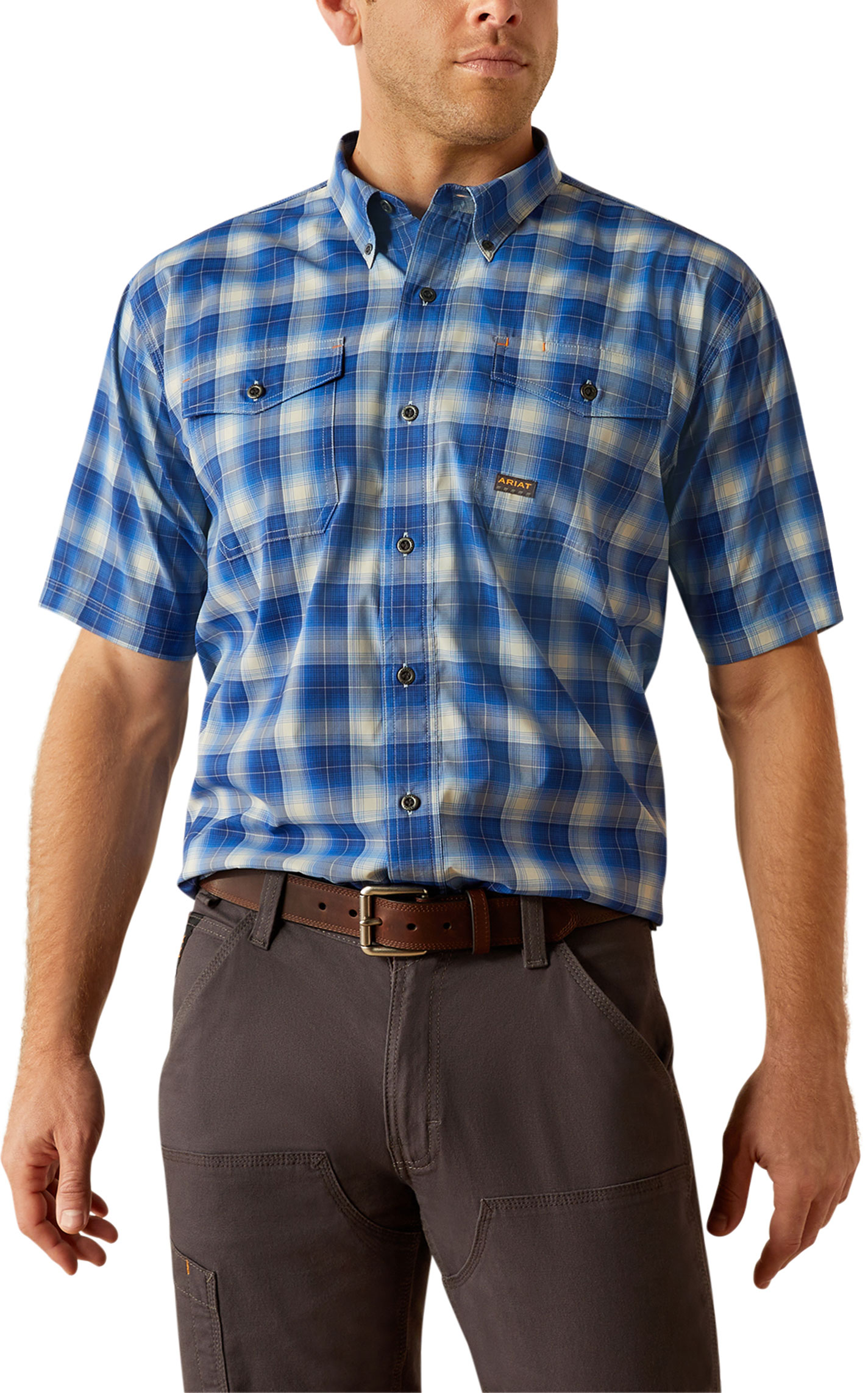 Ariat Men's Rebar VentTek Royal Blue Plaid Work Shirt - Image 2
