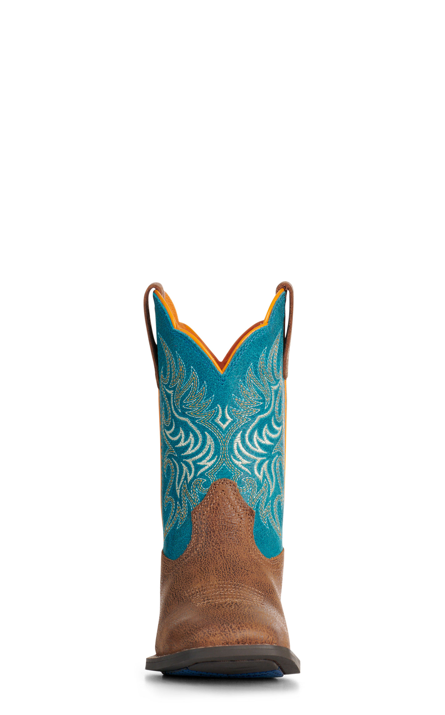 Ariat Youth Chestnut & Teal Wide Square Toe Cowboy Boots - Image 1