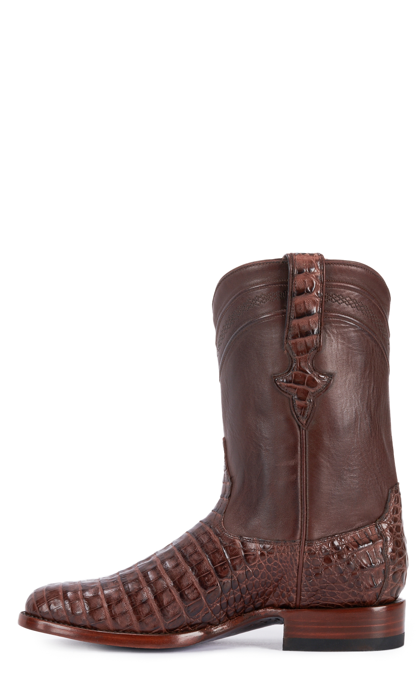 JRC & Sons Men's Shaw Caiman Belly Round Toe Exotic Roper Boot in Cigar - Image 1