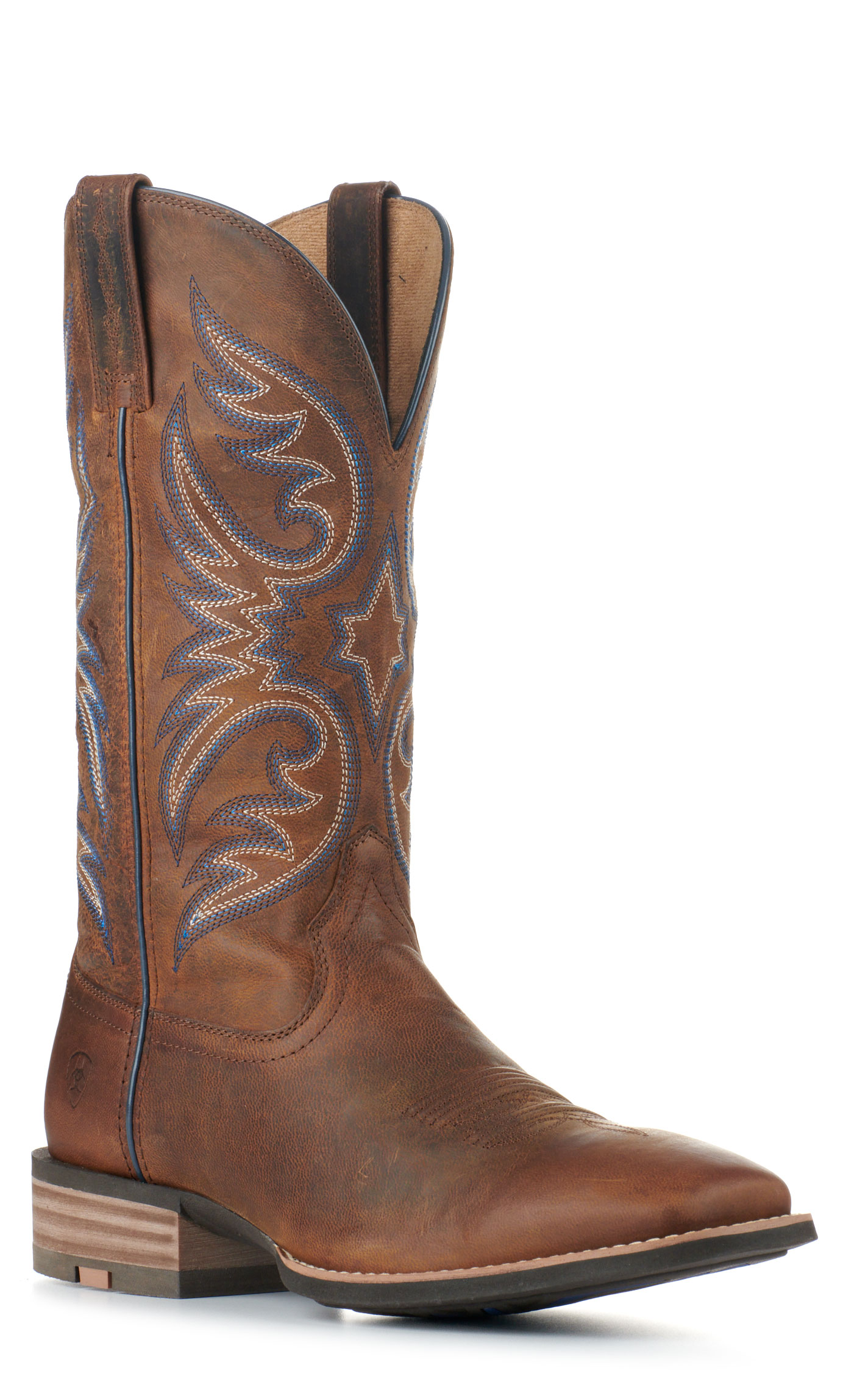 Ariat Men's Ricochet Weathered Chestnut SmartLite Wide Square Toe Cowboy Boots - Image 1