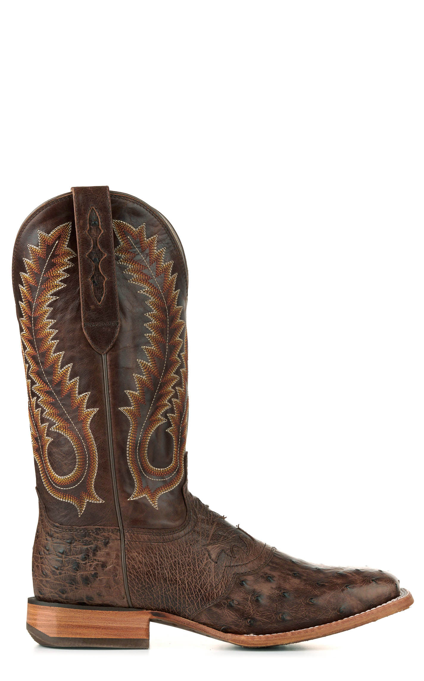Durango Men's Kango Tobacco Full Quill Ostrich Saddle Vamp Wide Square Toe Exotic Cowboy Boots - Image 1