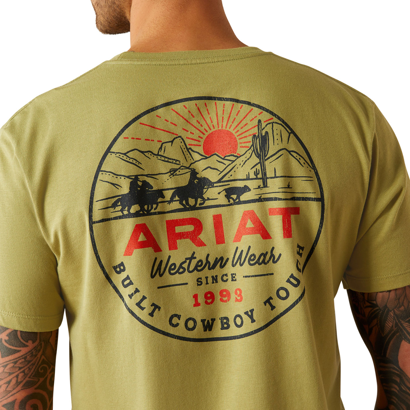 Ariat Men's Olive Green Built Tough Logo Graphic T-Shirt - Image 1