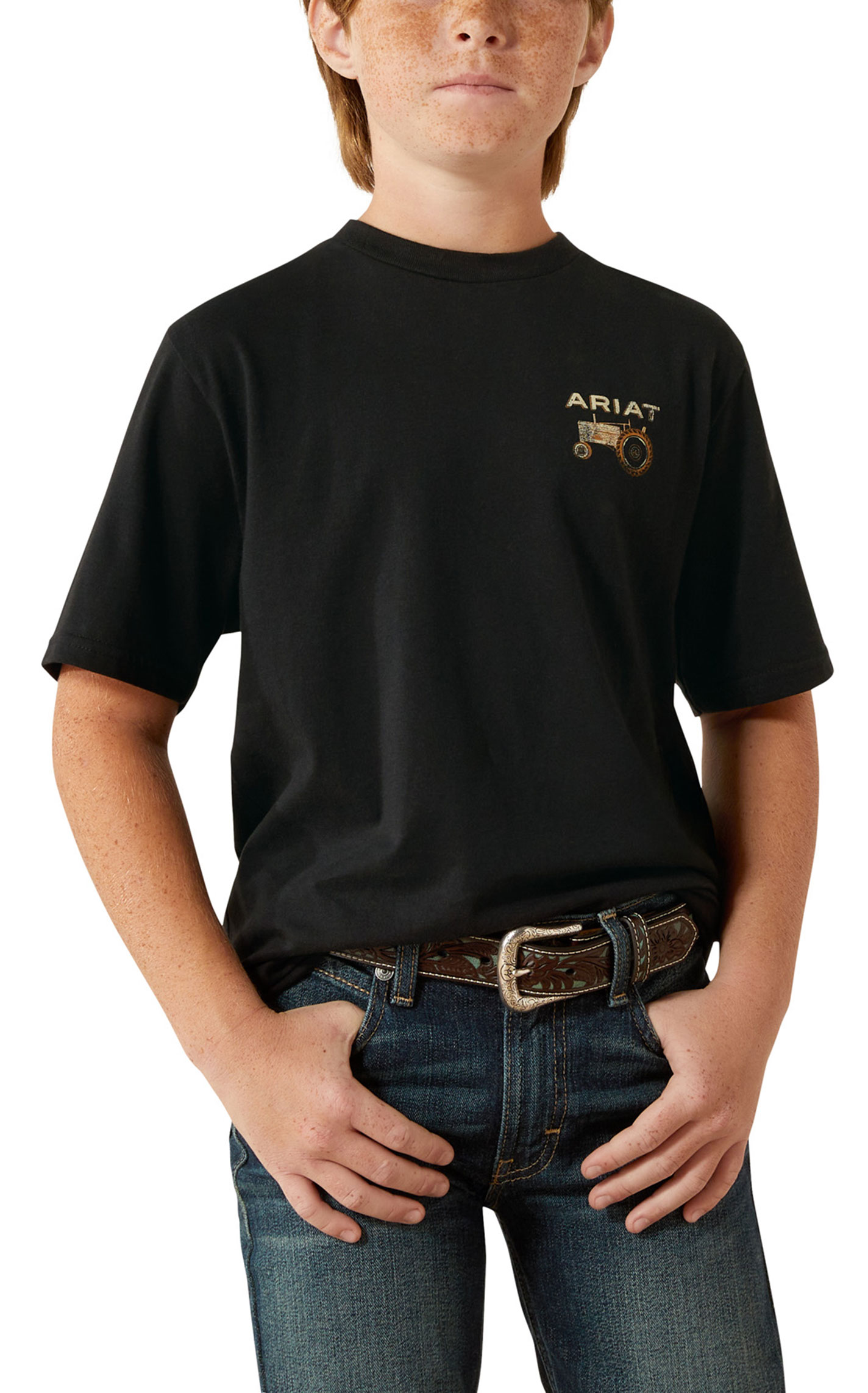 Ariat Boy's Gramps Tractor Black Graphic T-Shirt - Image 1