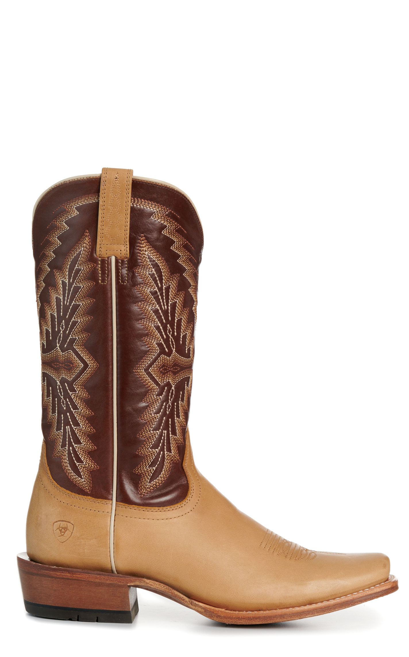 Ariat Men’s Futurity Showman Flaxen Tan and Chocolate TekStep Cutter Toe Cowboy Boots - Image 1