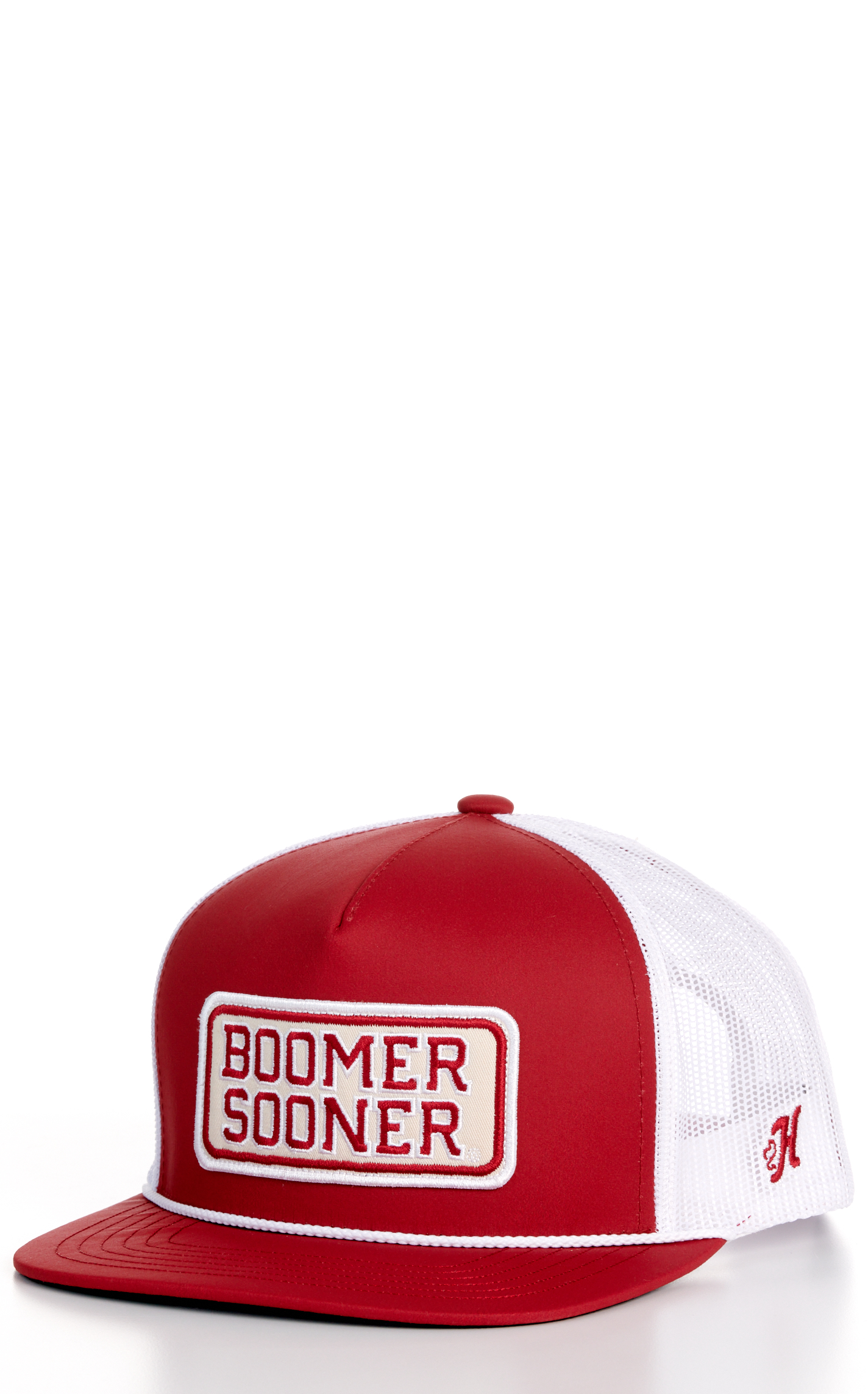 Hooey Collegiate Collection Red & White OU Boomer Sooner Logo Patch Cap - Image 1