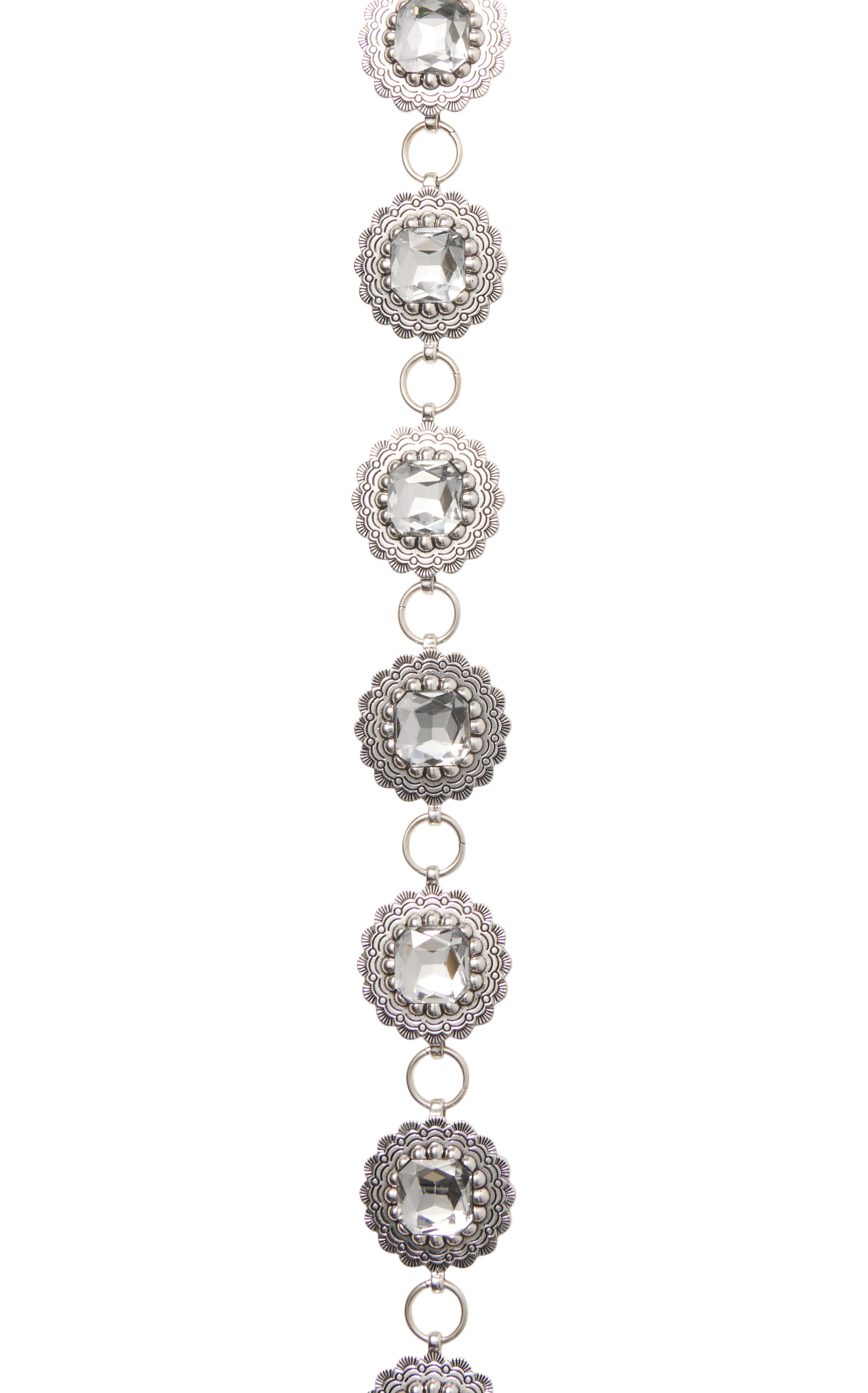 Southern Grace Women's Silver & Clear Crystal Scalloped Concho Belt - Image 1