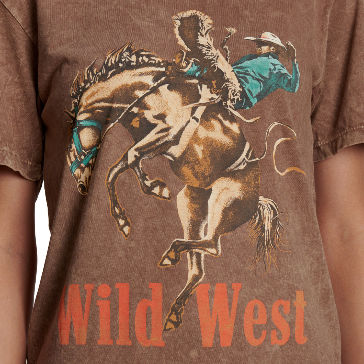 Lotus Fashion Women's Mocha Wild West Cowboy Graphic T-Shirt - Image 1