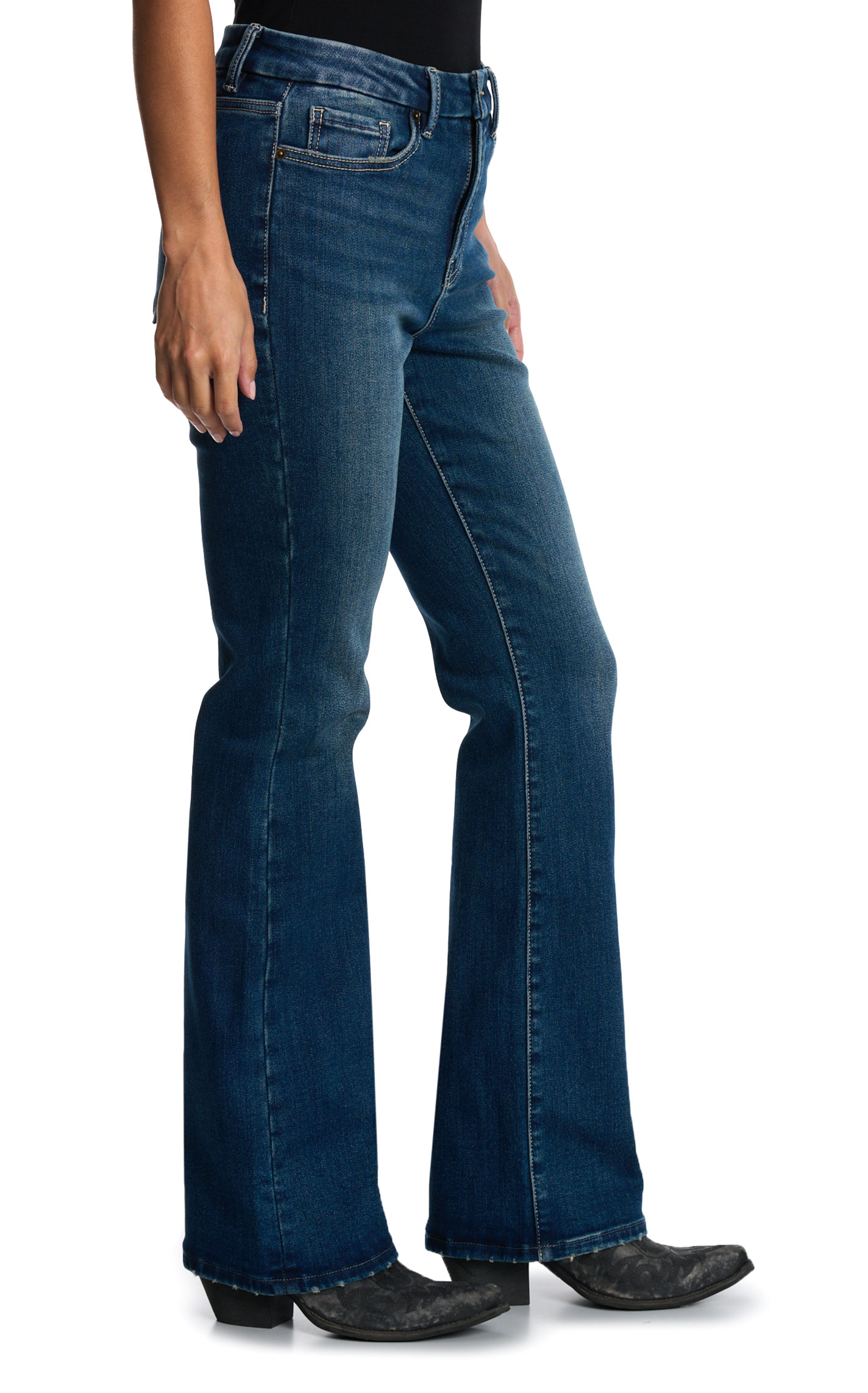 Mica Denim Dark Wash Fleece Lined Stretch Boot Cut Jeans - Image 1