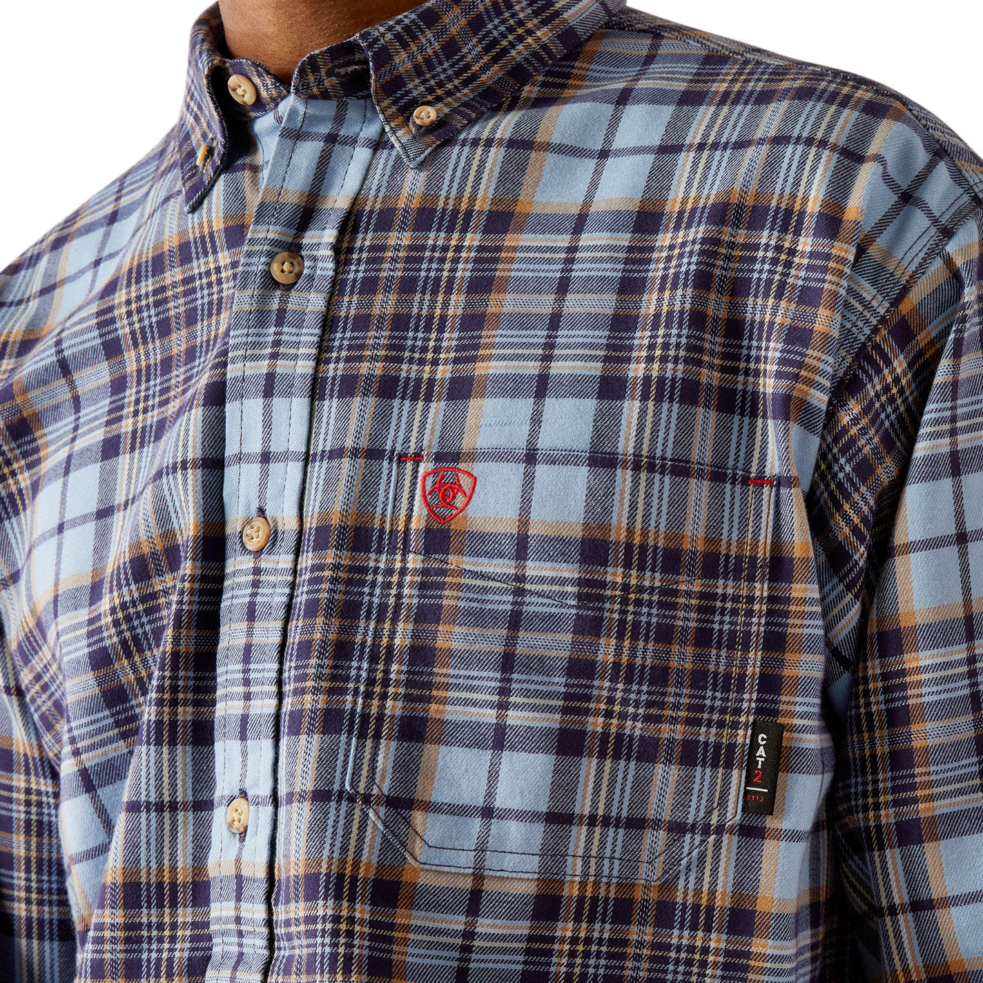 Ariat Men's Cienega Placid Blue Plaid FR Work Shirt - Image 1