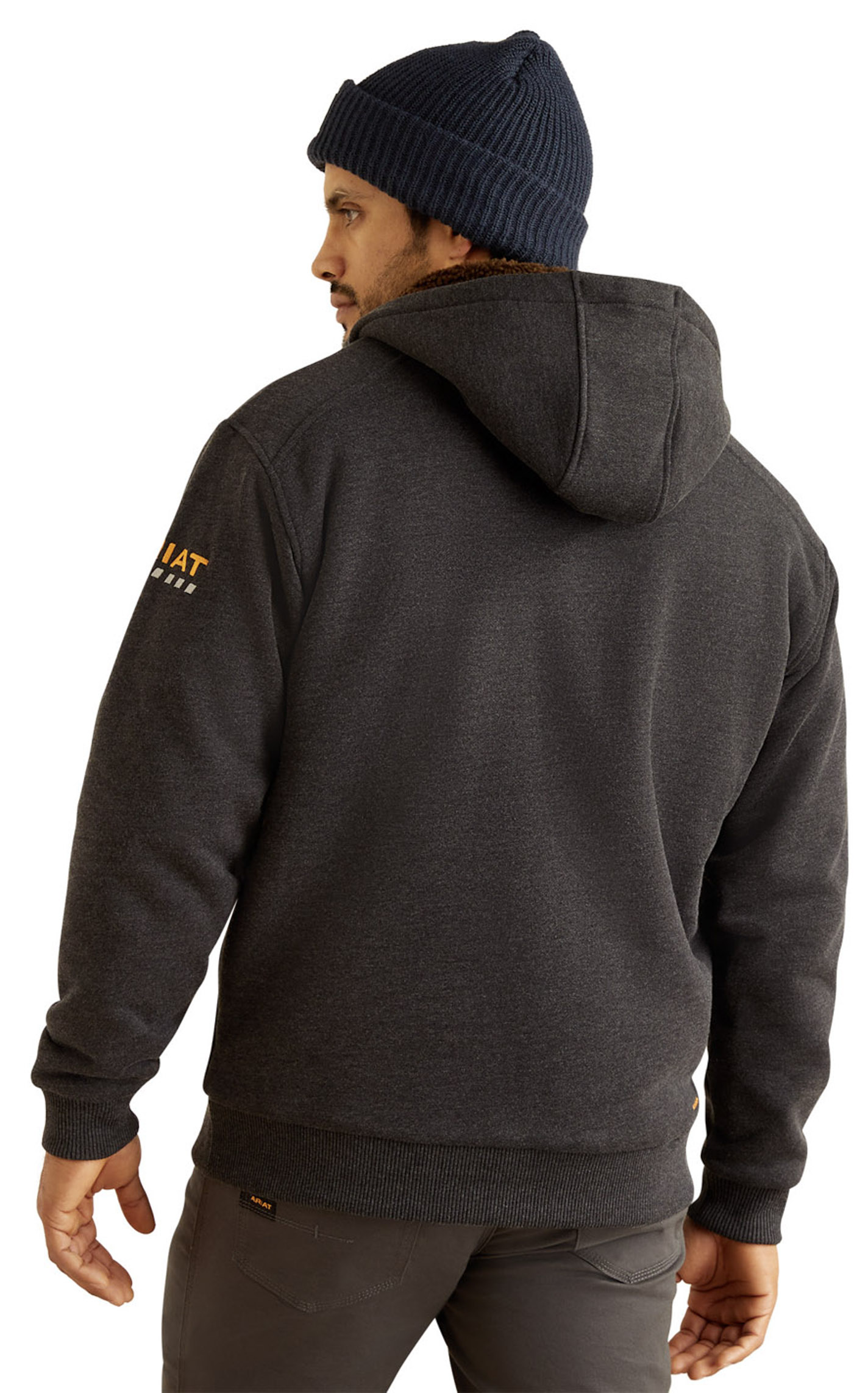 Ariat Rebar Men's Charcoal 10 oz All Weather Sherpa Lined Hoodie Jacket - Image 3