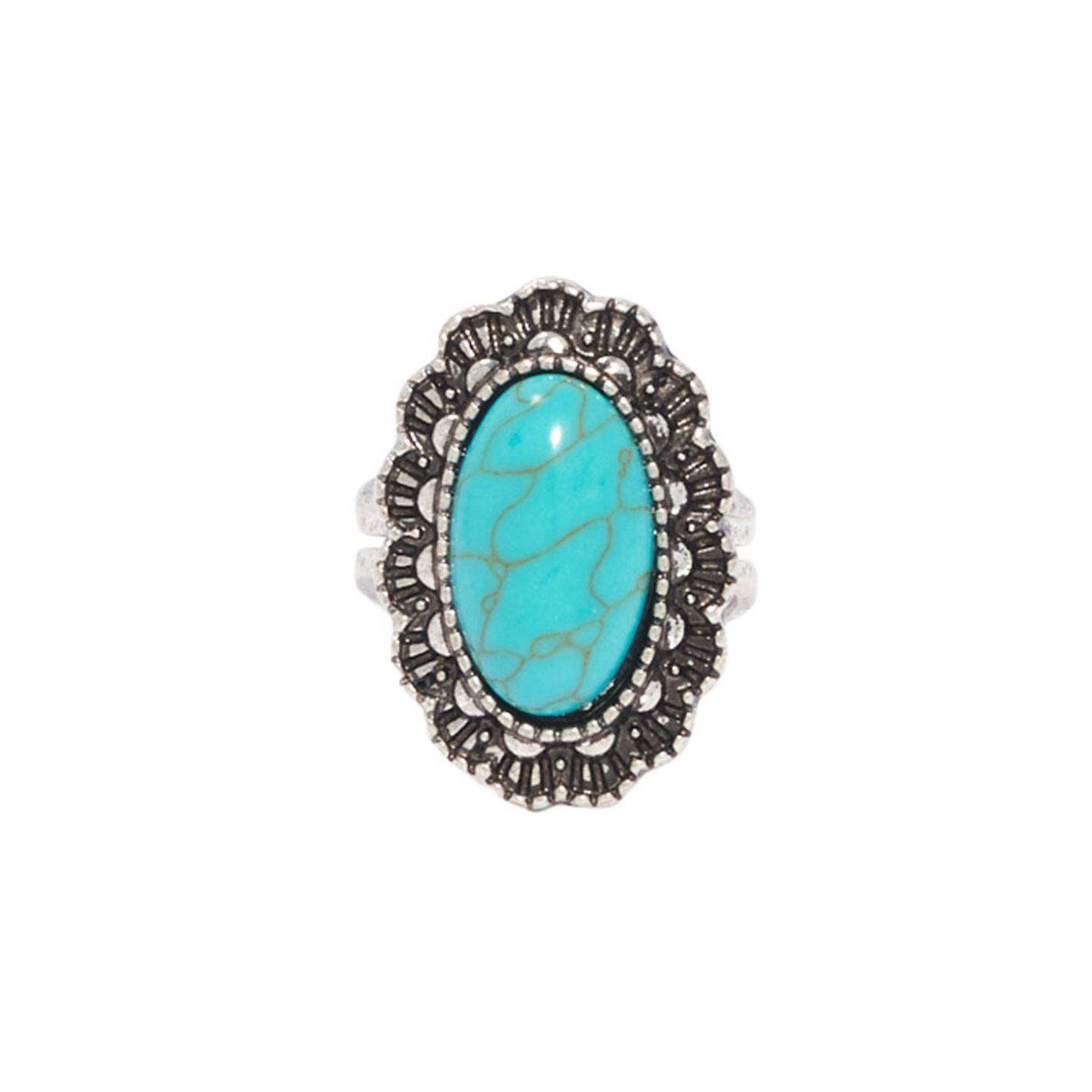 806 by Pink Panache Turquoise Oval Etched Concho Ring - Image 2