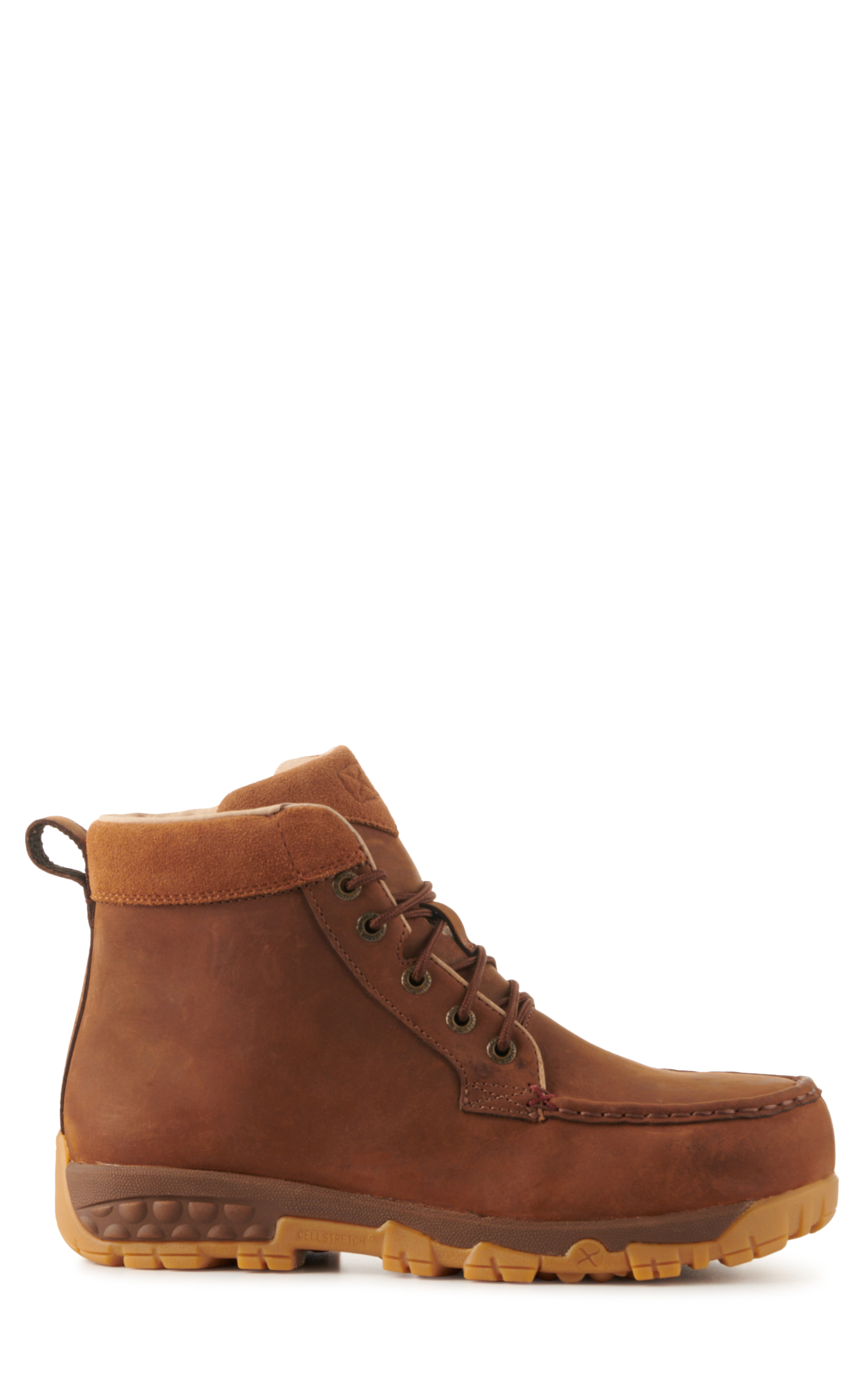 Twisted X Women's Oiled Saddle Cell Stretch Moc Steel Toe Lace Up Work Boots - Image 1