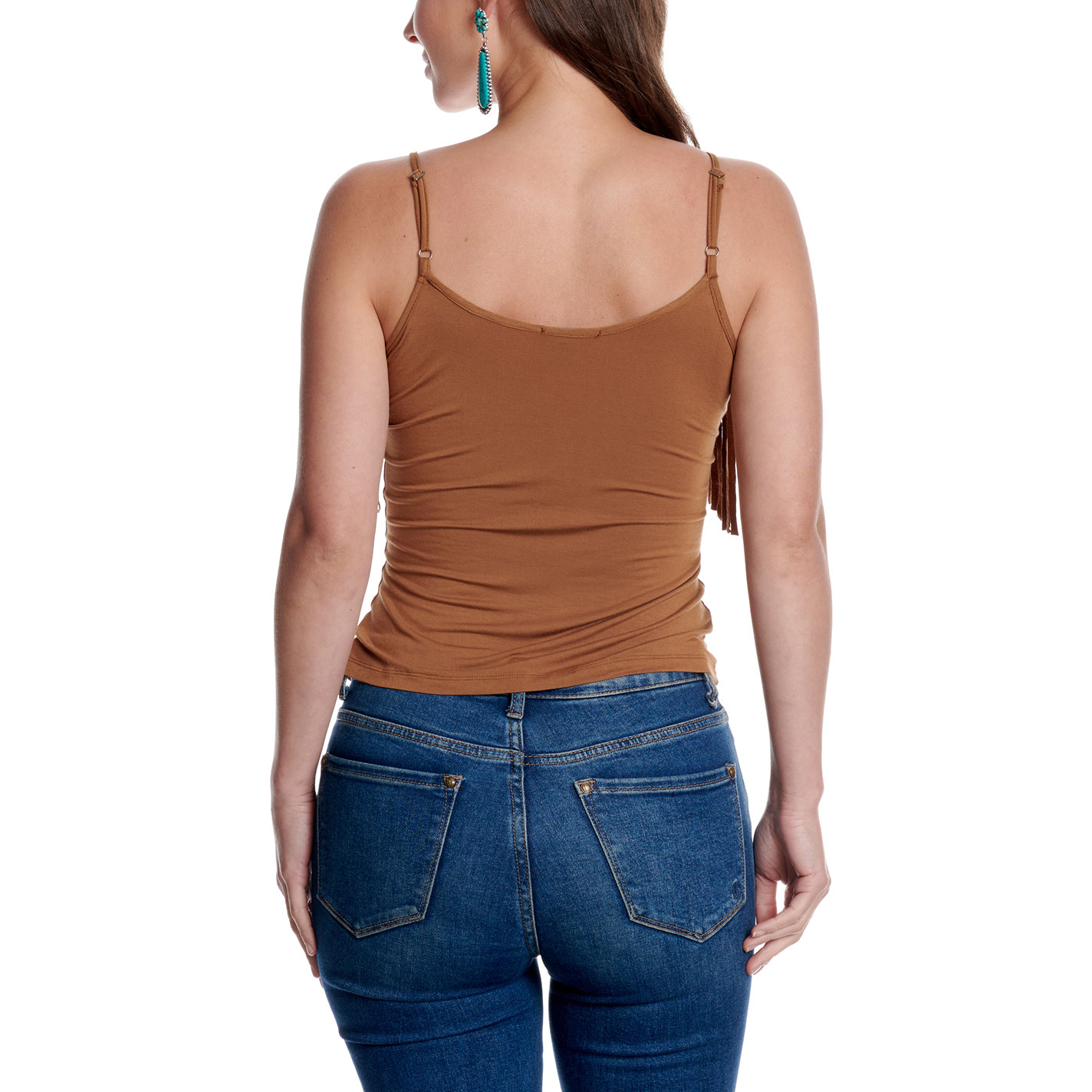 Cowgirl Hardware Women's Caramel Fringe Faux Suede Tank Top - Image 3