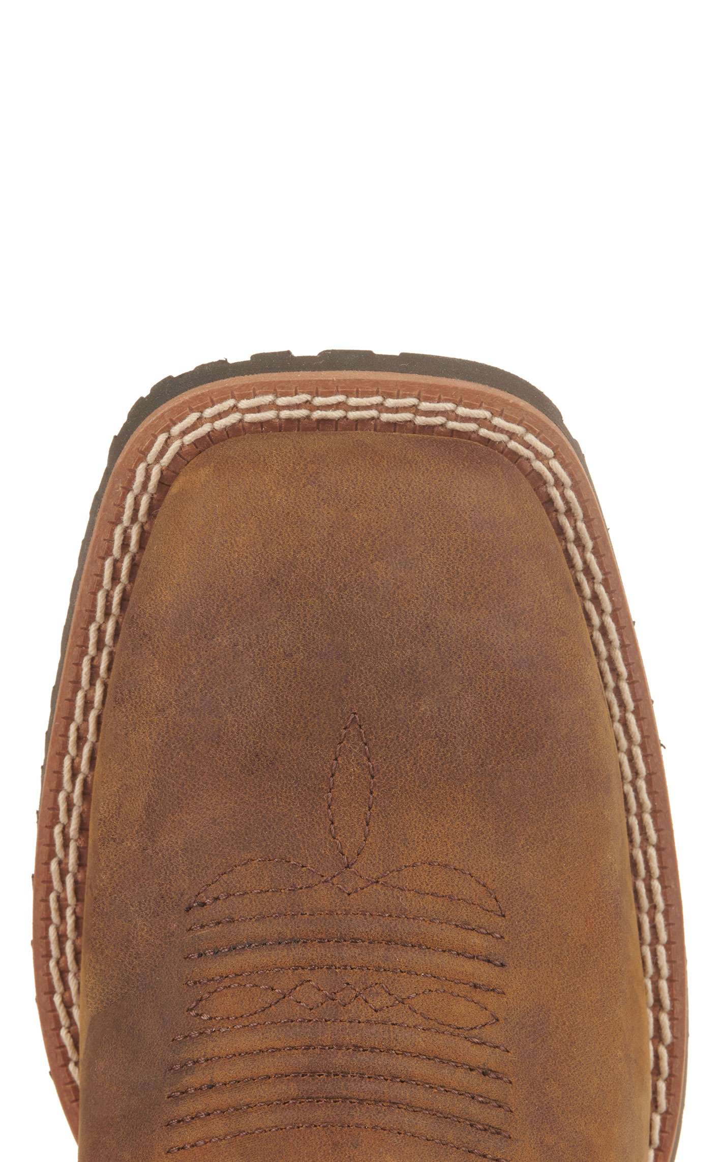 Ariat Women's Hybrid Ranchwork Distressed Brown Shock Shield Wide Square Toe Cowboy Boots - Image 1